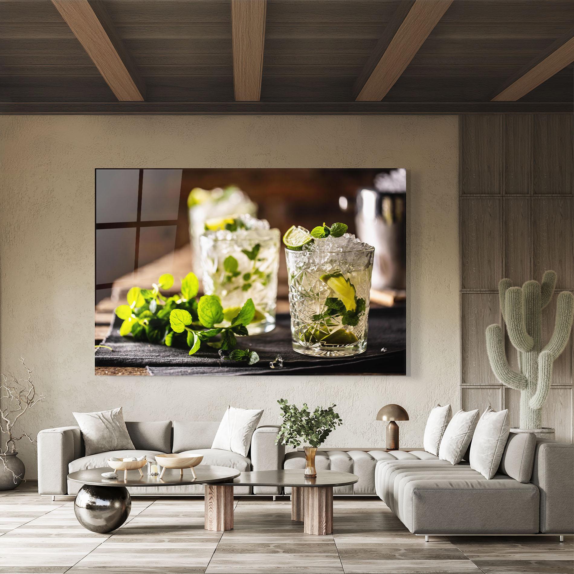 Стъклена картина Fresh Mint Lime mockup 8