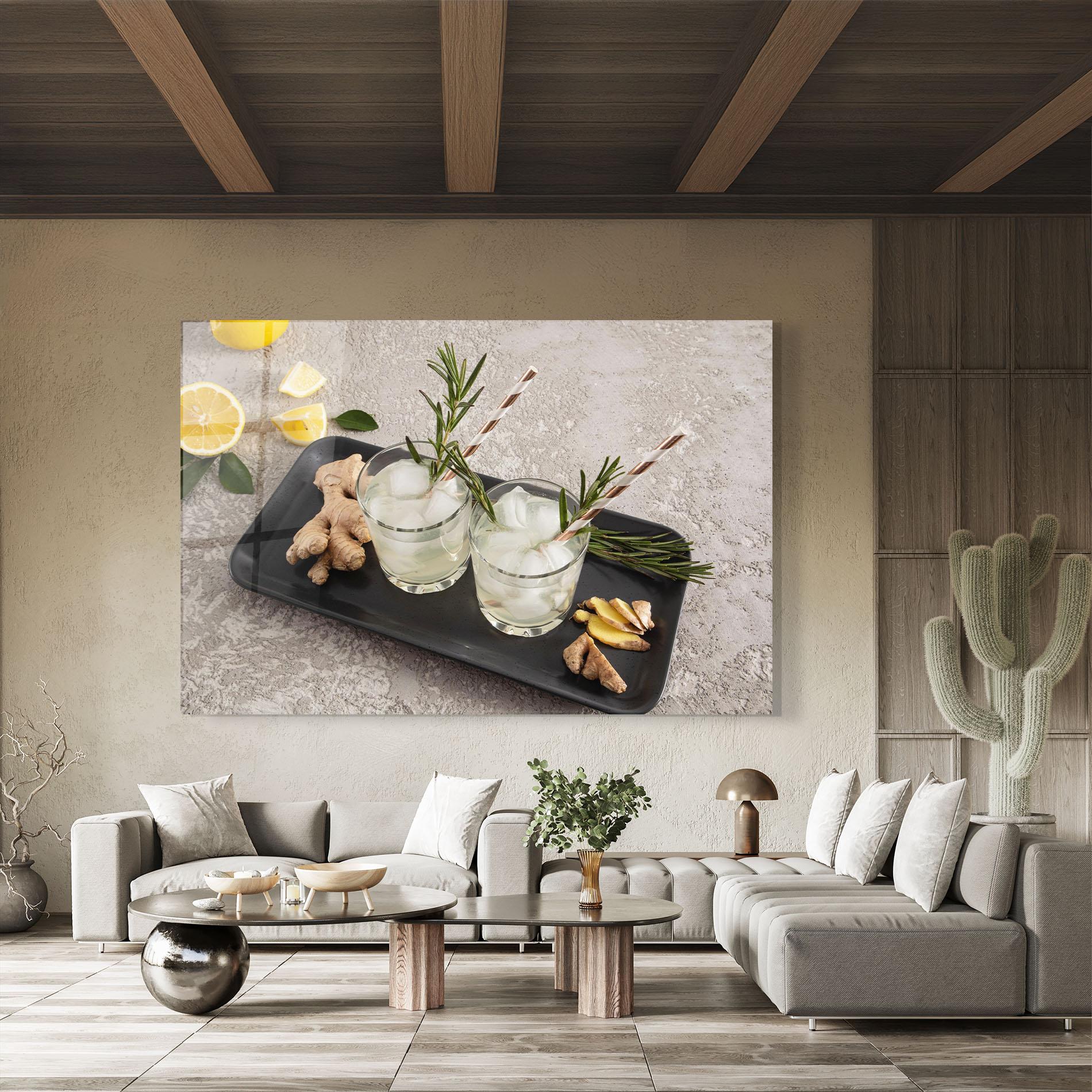 Стъклена картина Ginger Lemonade Drink mockup 8