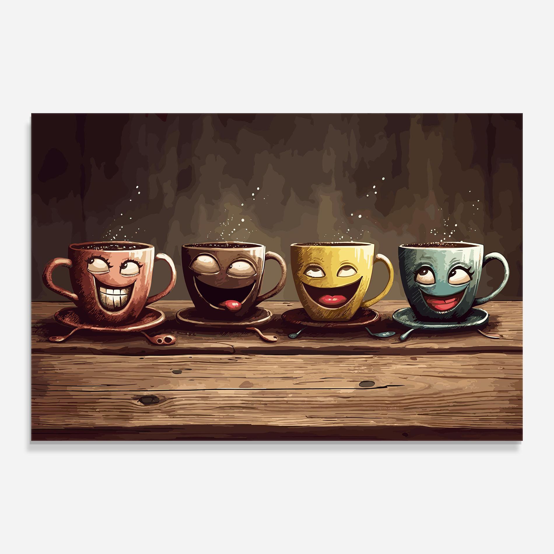 Стъклена картина Coffee Faces mockup 0