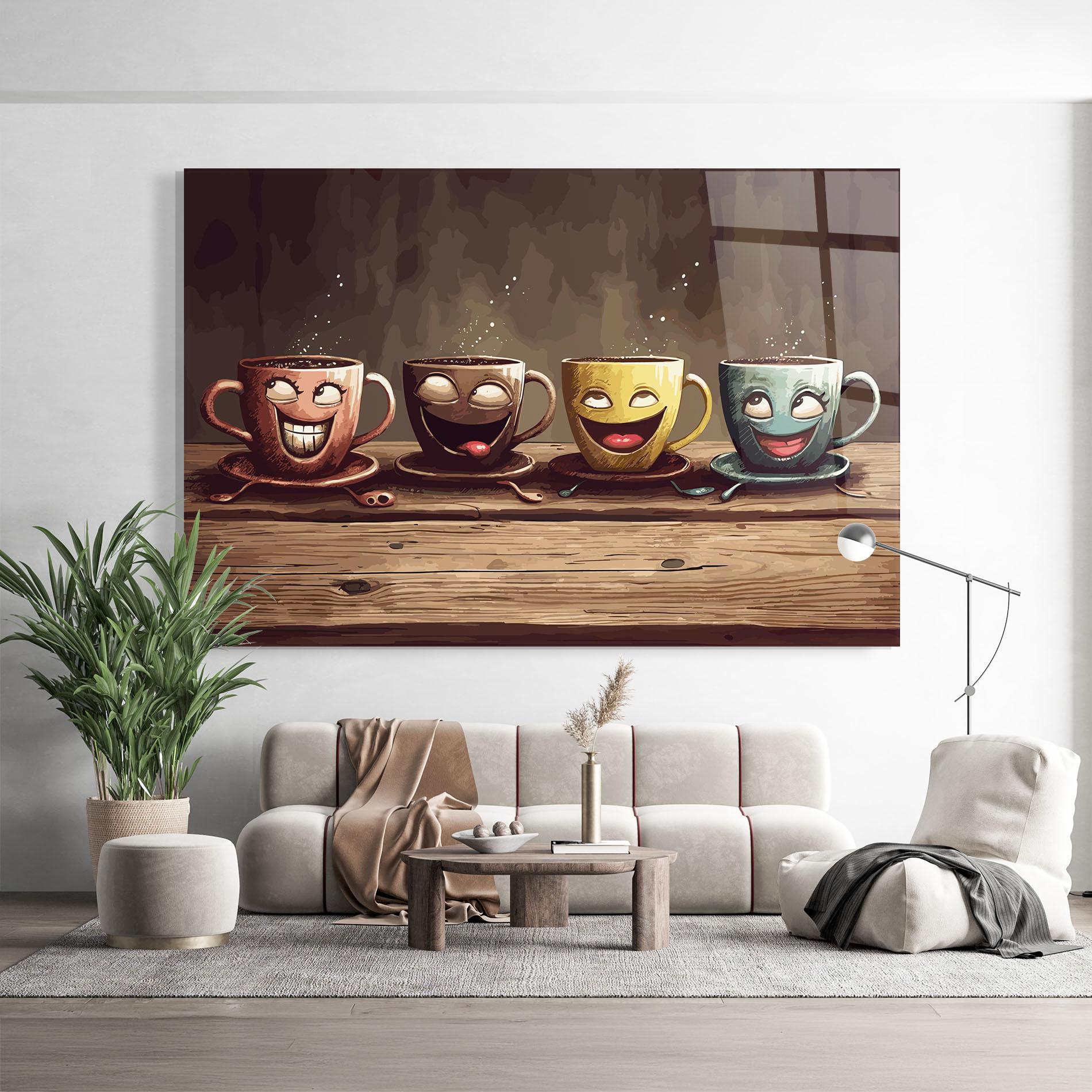 Стъклена картина Coffee Faces mockup 9