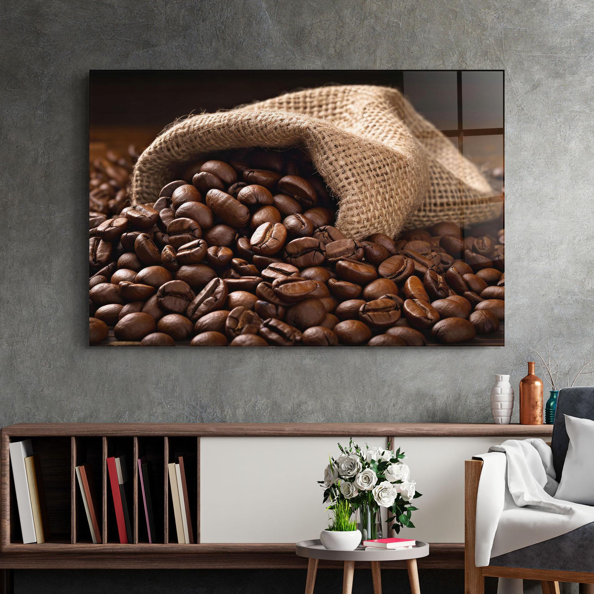 Стъклена картина Bag Of Coffee Beans mockup 2