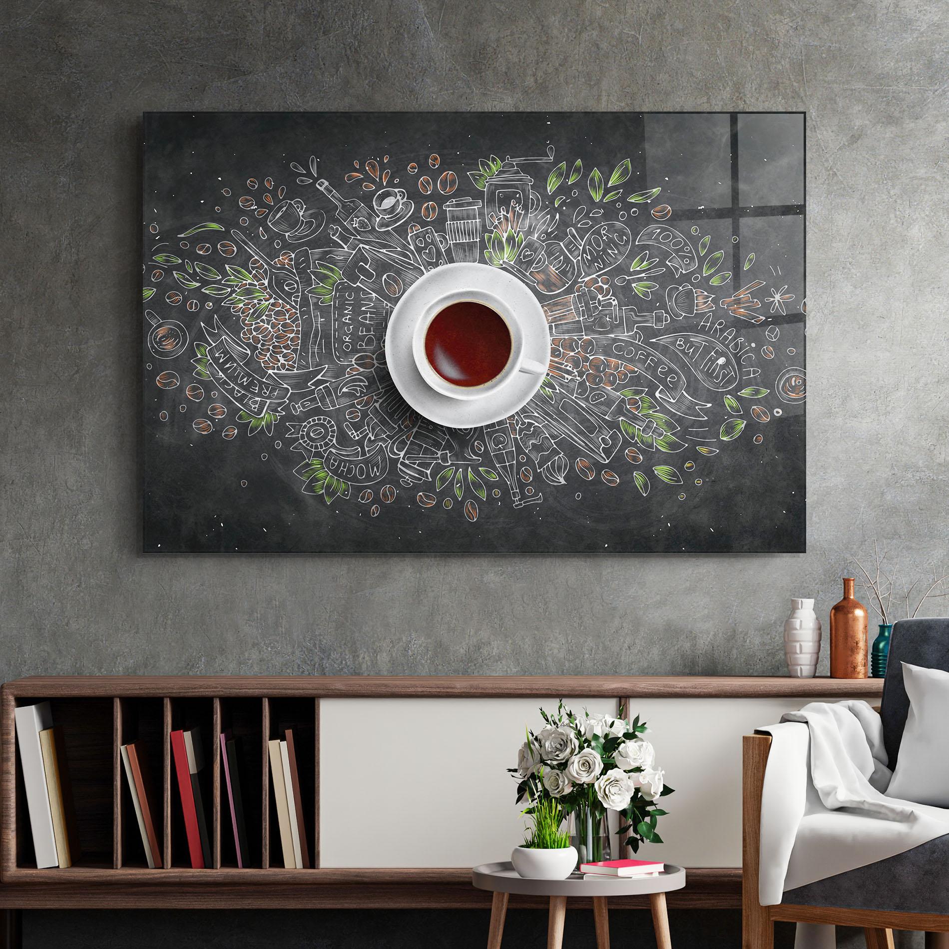Стъклена картина Black Board Coffee mockup 2
