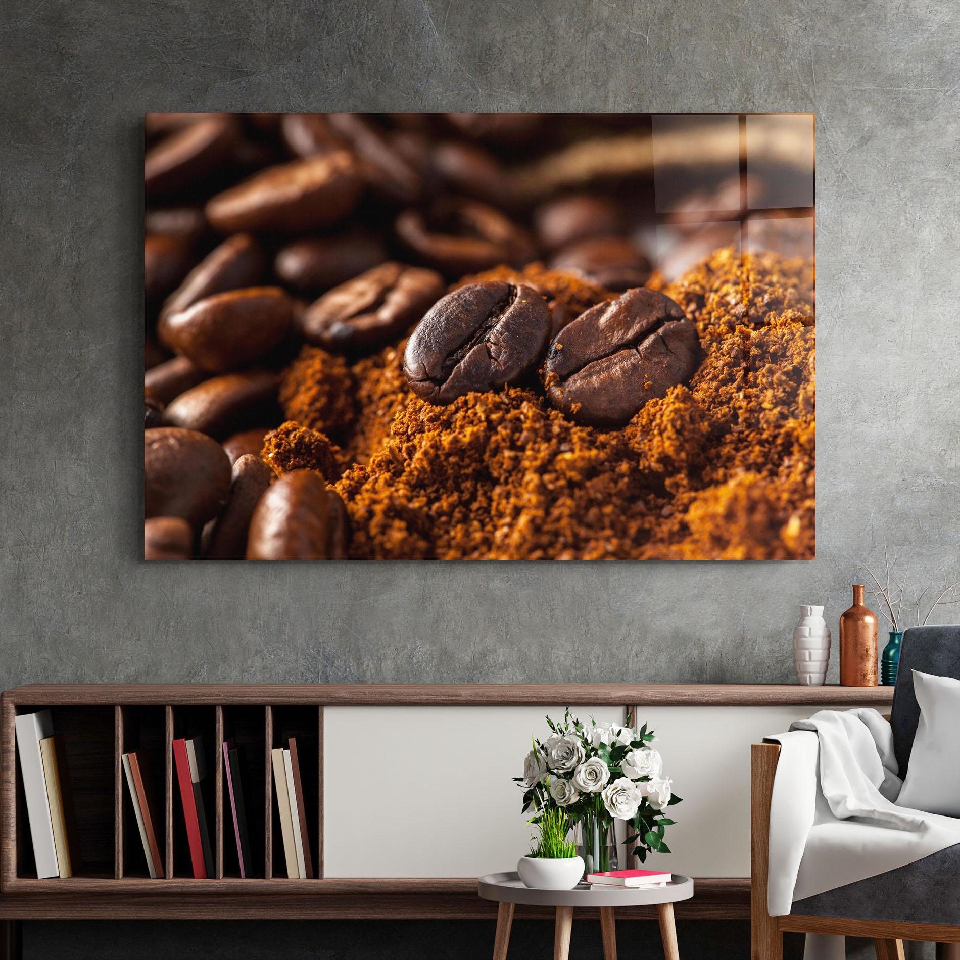 Стъклена картина Close Up Coffee Beans mockup 2