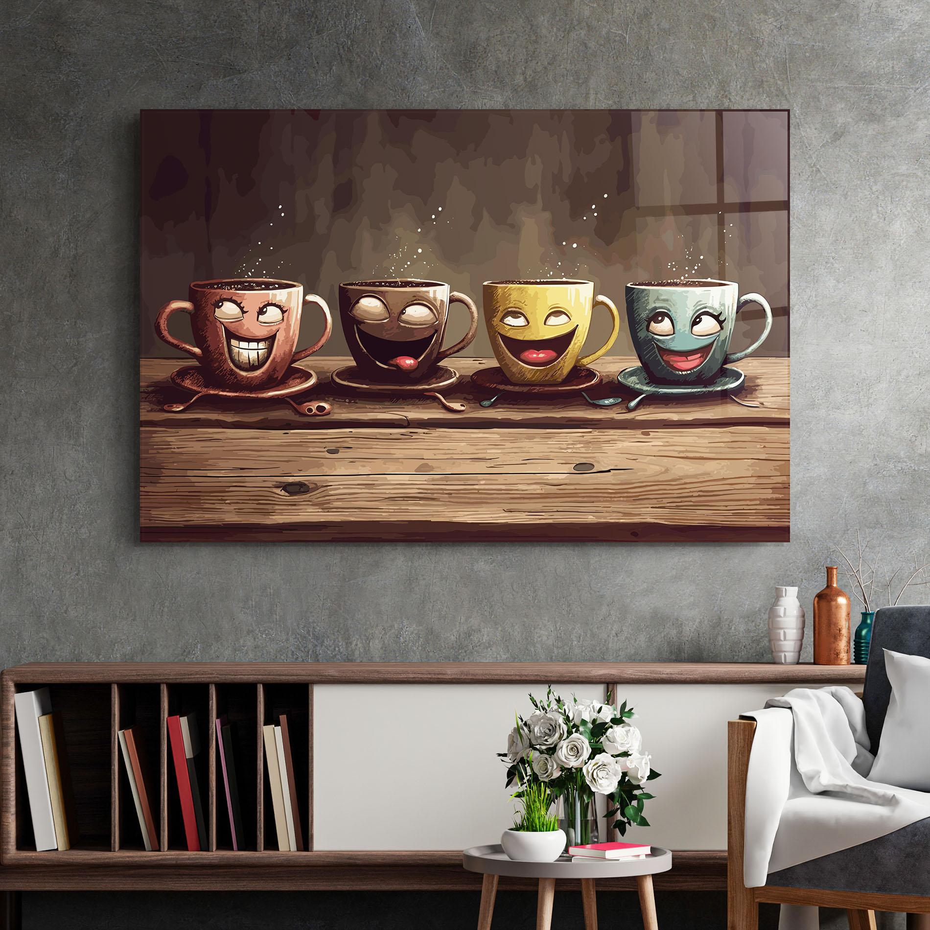 Стъклена картина Coffee Faces mockup 2