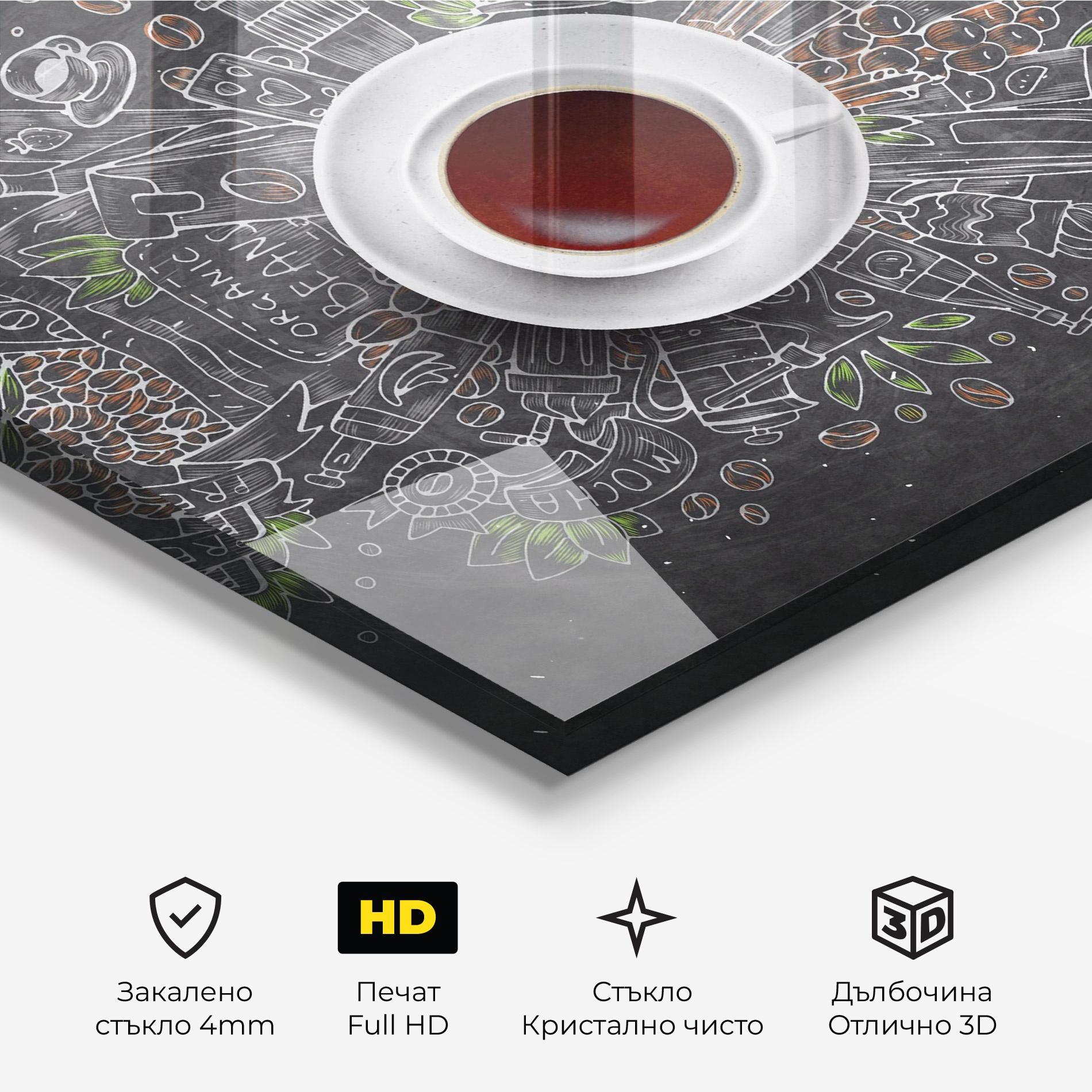Стъклена картина Black Board Coffee mockup 3