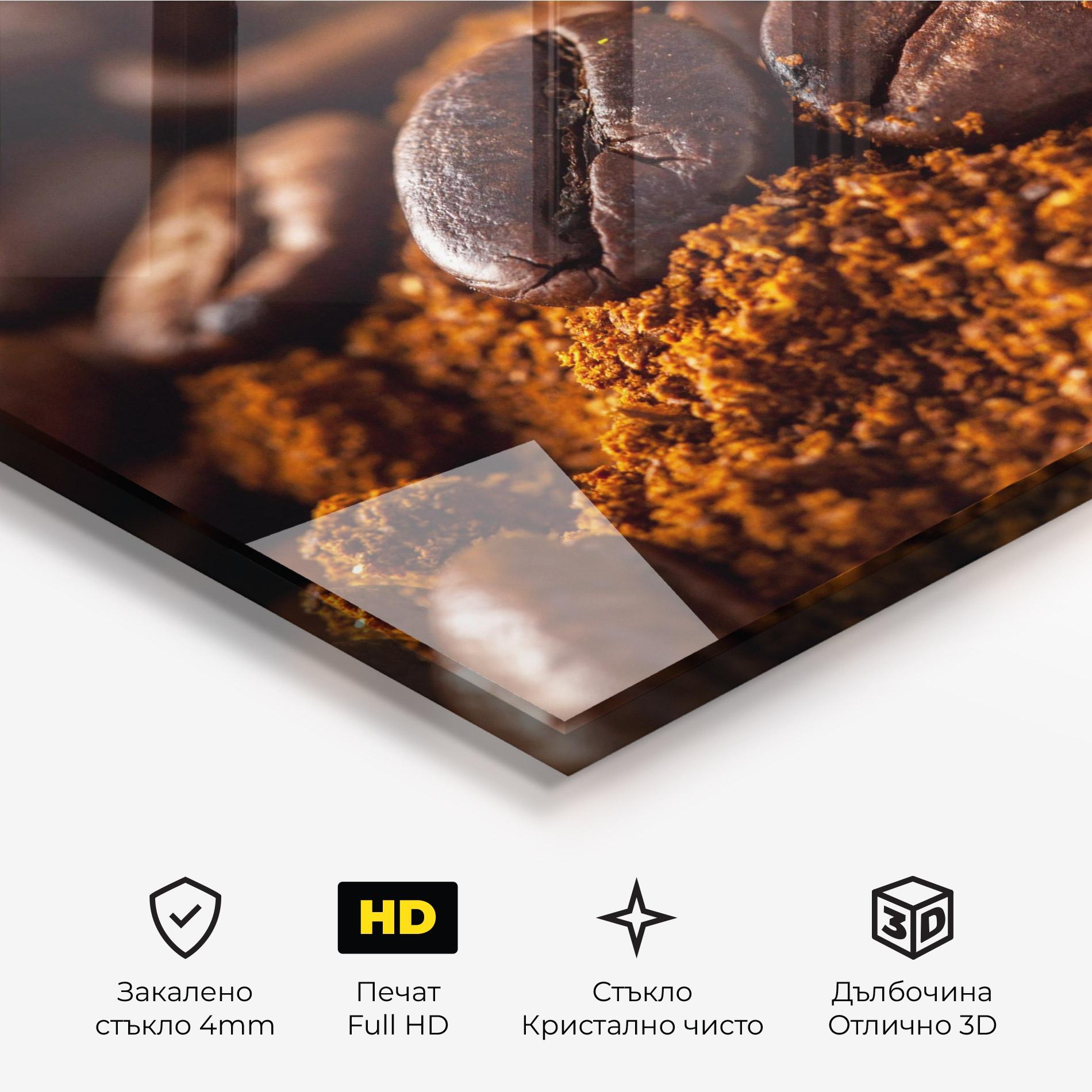 Стъклена картина Close Up Coffee Beans mockup 3