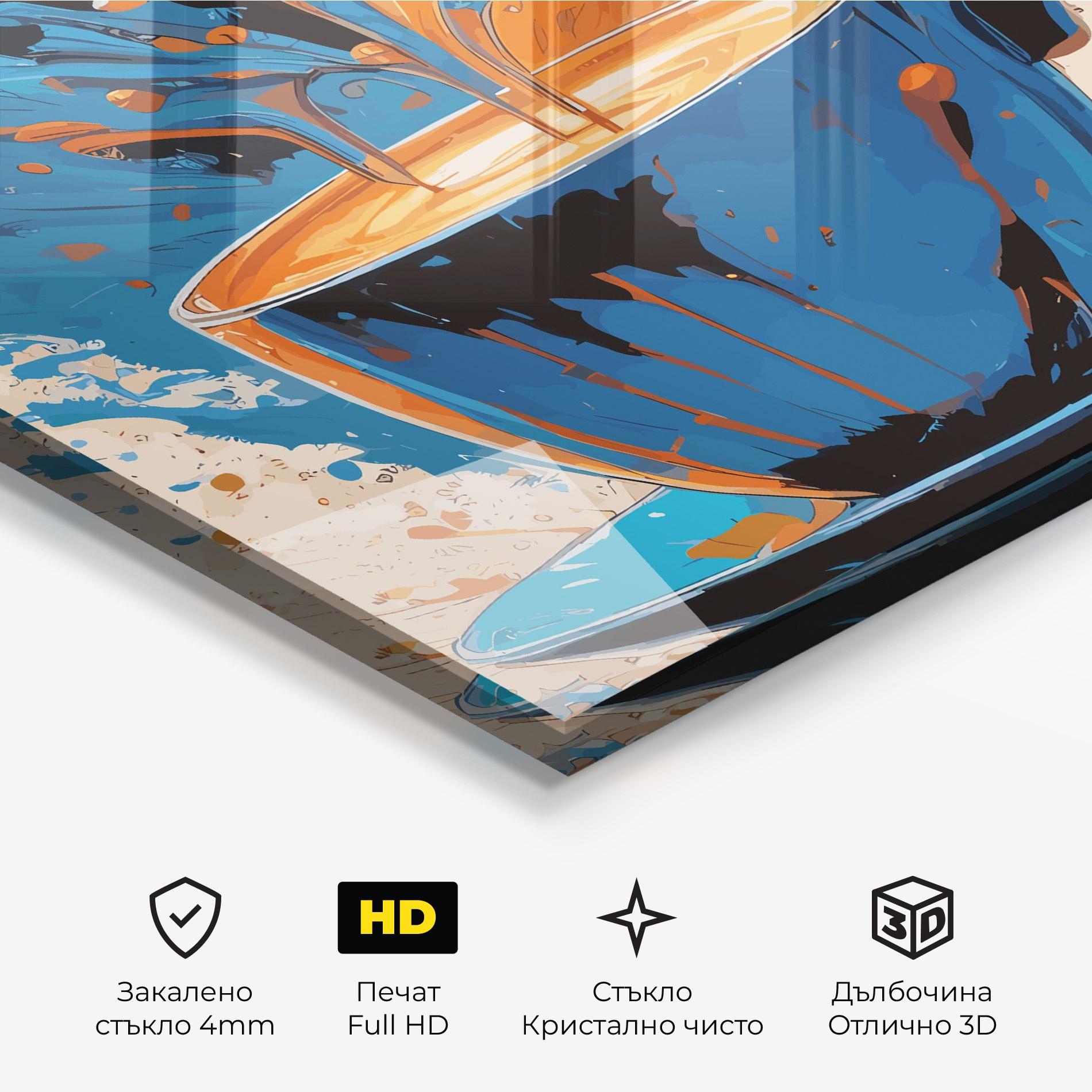Стъклена картина Coffee Blue Orange mockup 3
