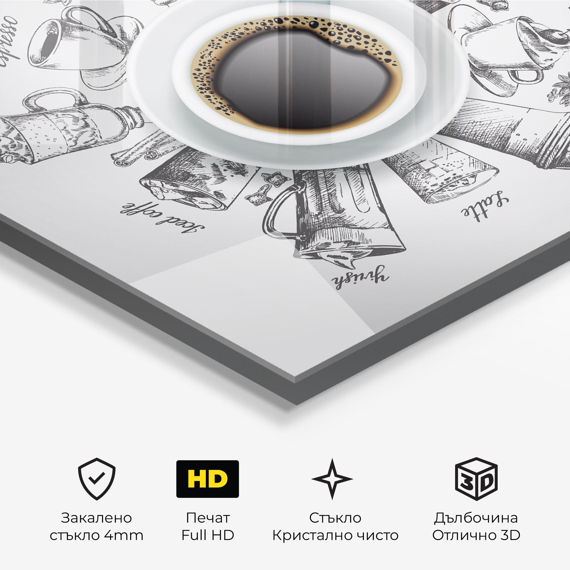 Стъклена картина Coffee List mockup 3