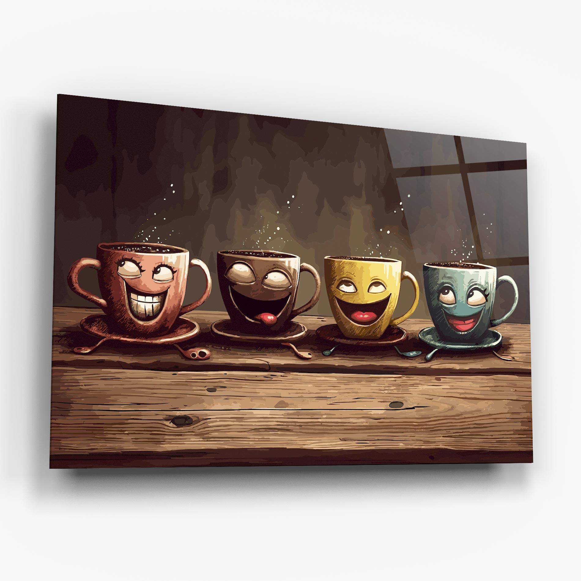 Стъклена картина Coffee Faces mockup 6