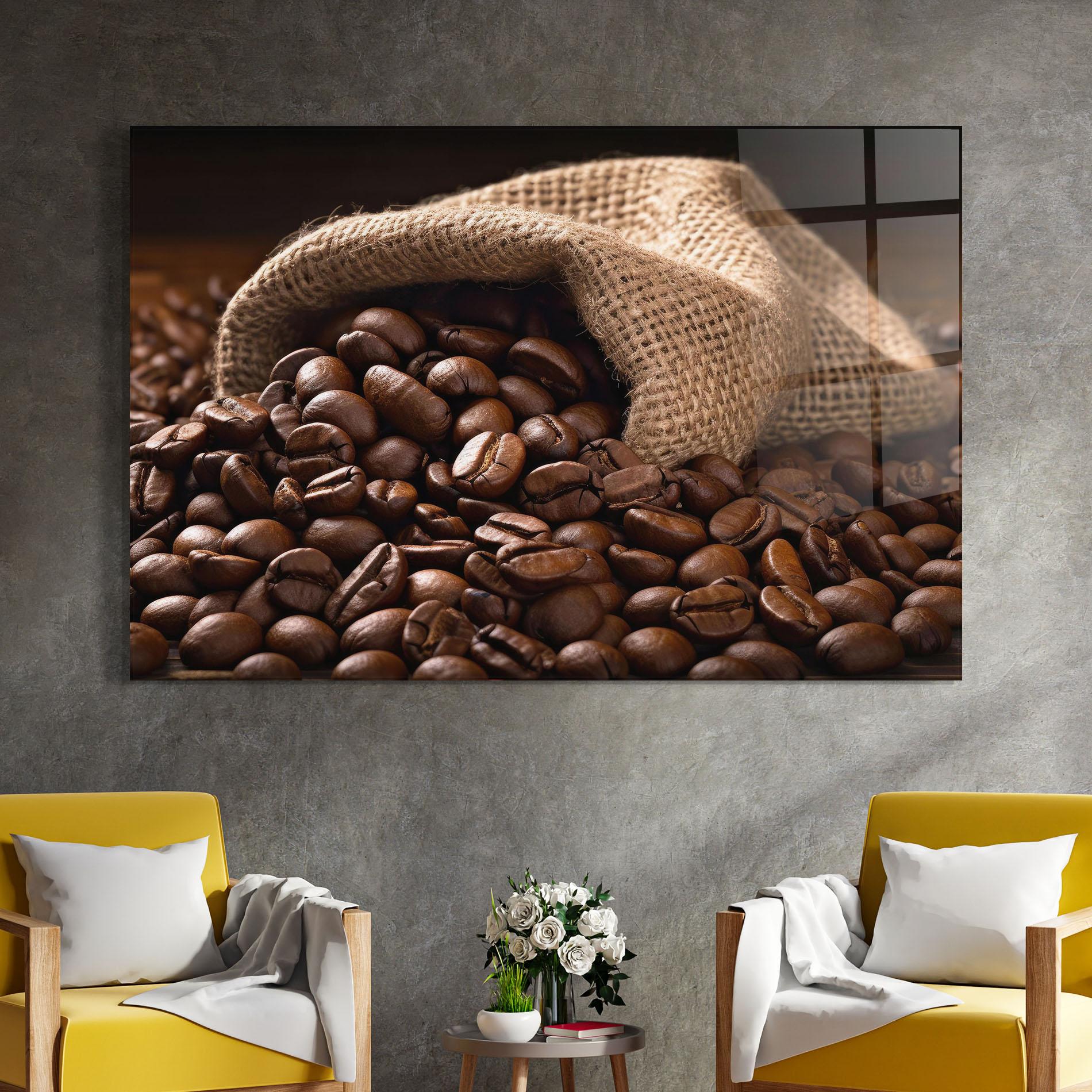 Стъклена картина Bag Of Coffee Beans mockup 4
