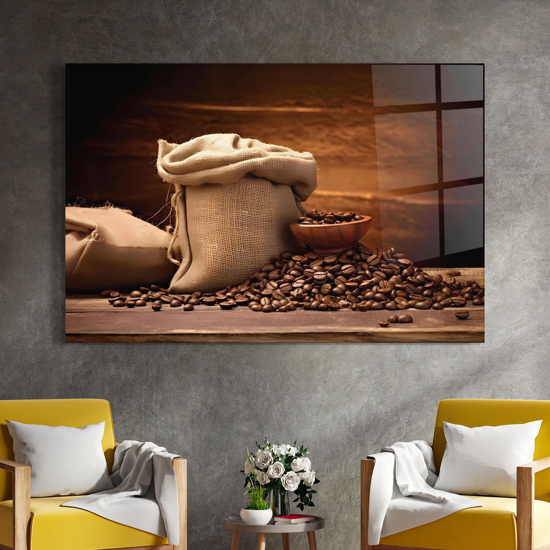 Стъклена картина Big Bag Of Coffee Beans mockup 4