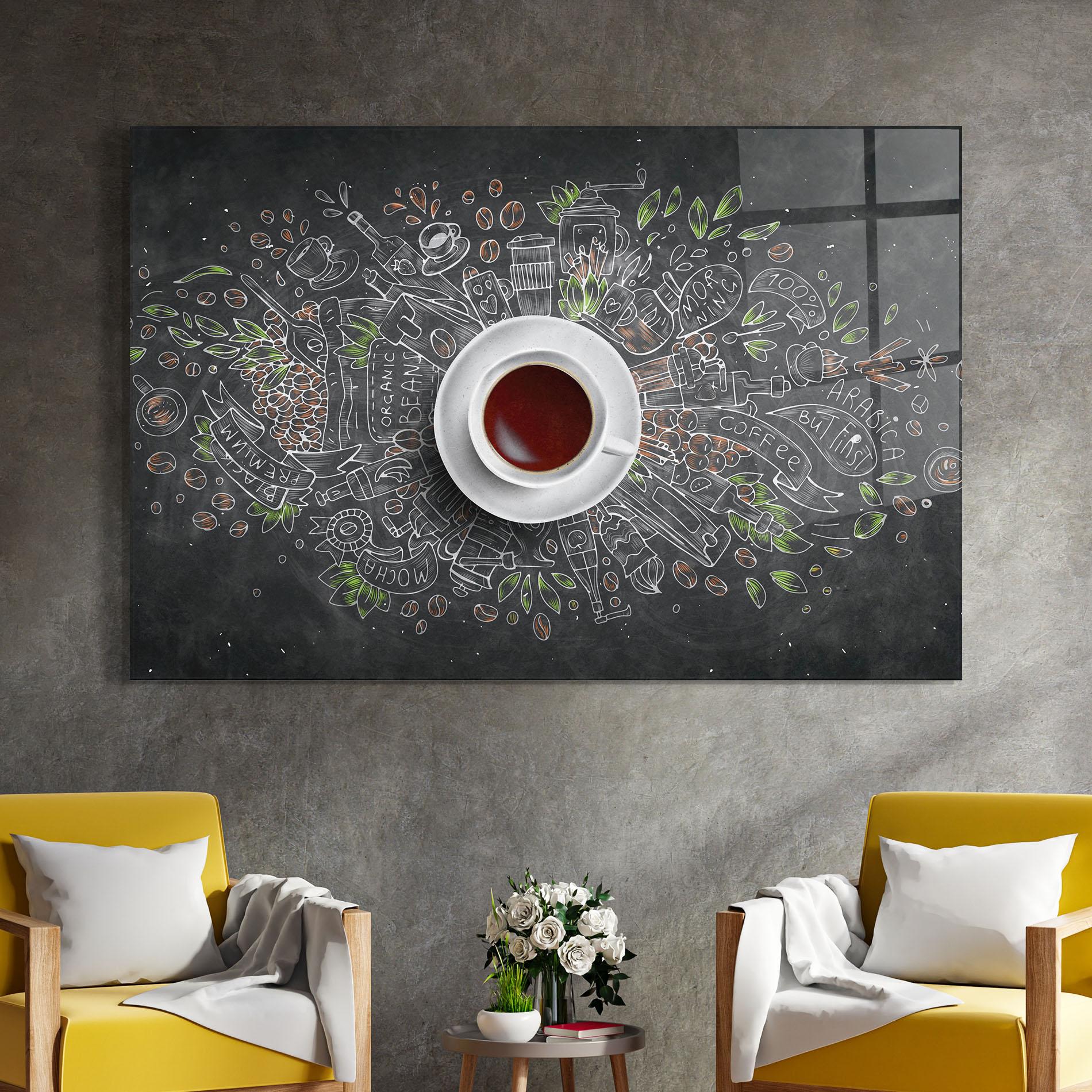 Стъклена картина Black Board Coffee mockup 4
