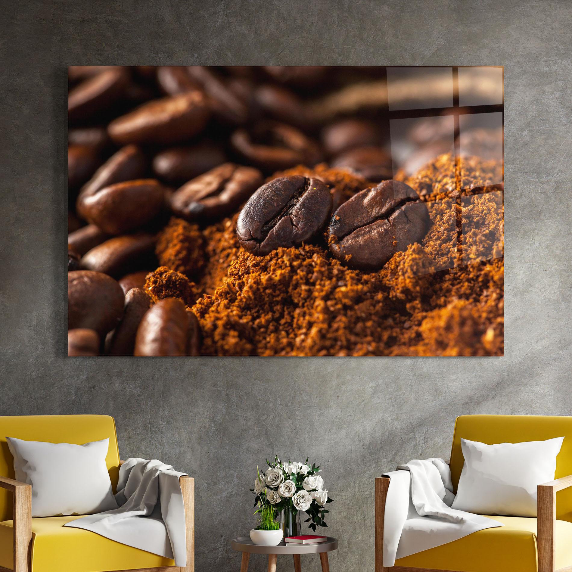 Стъклена картина Close Up Coffee Beans mockup 4