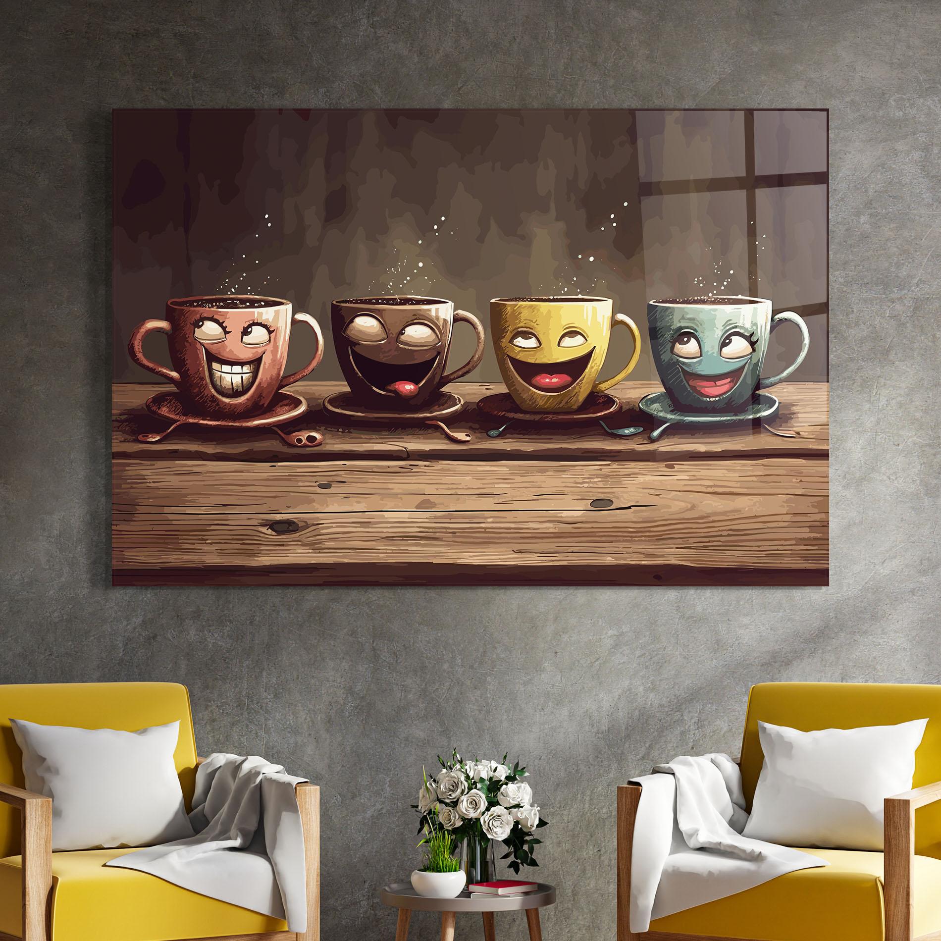 Стъклена картина Coffee Faces mockup 4