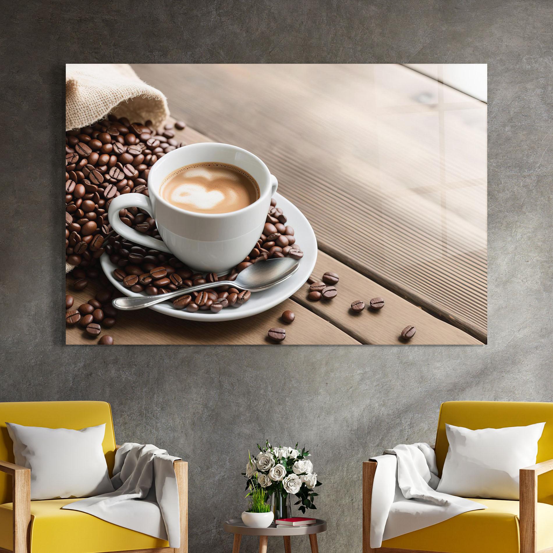 Стъклена картина Coffee On Table mockup 4