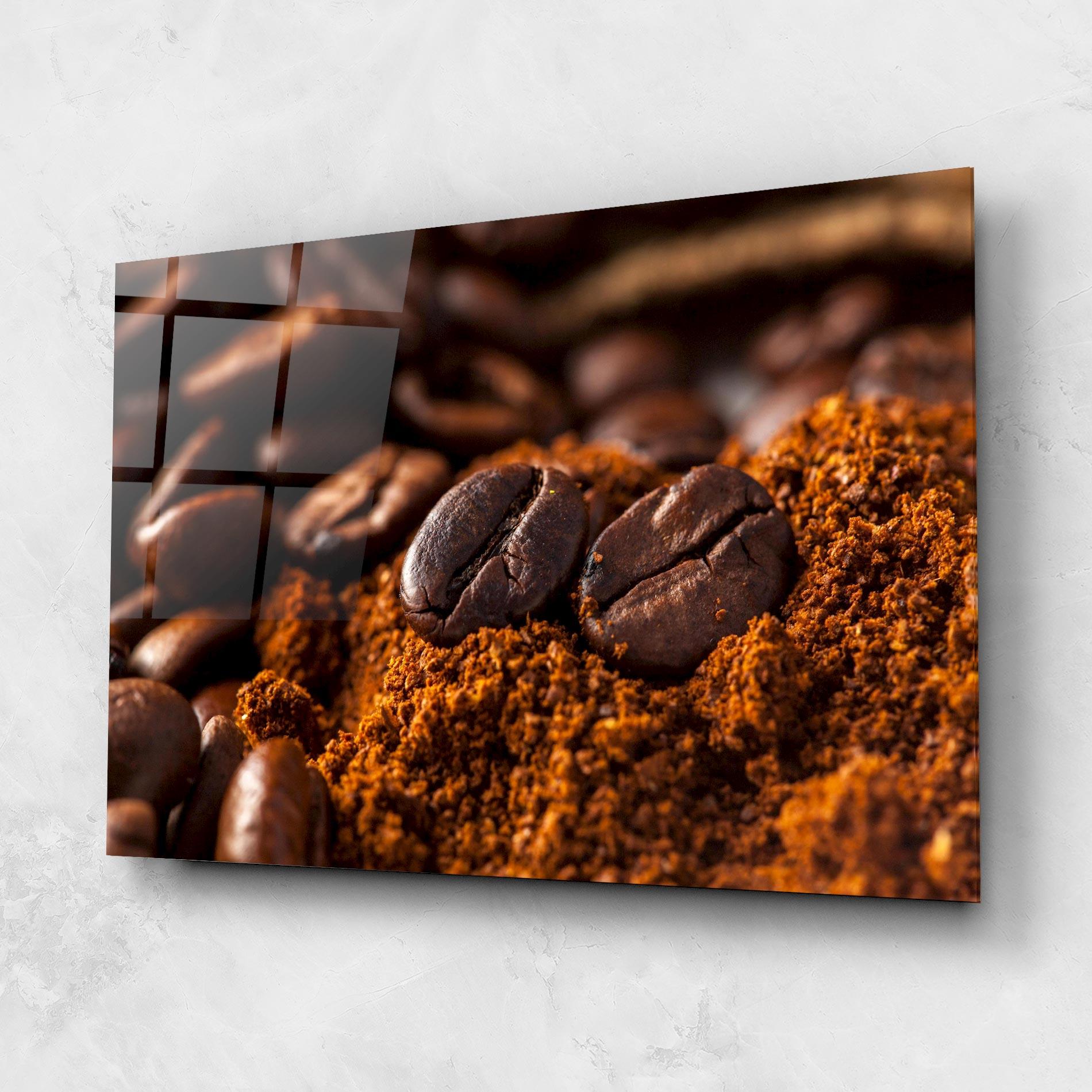Стъклена картина Close Up Coffee Beans mockup 1