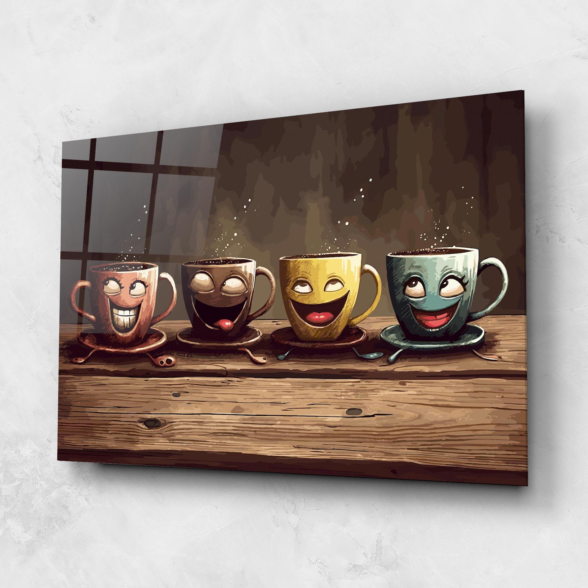 Стъклена картина Coffee Faces mockup 1
