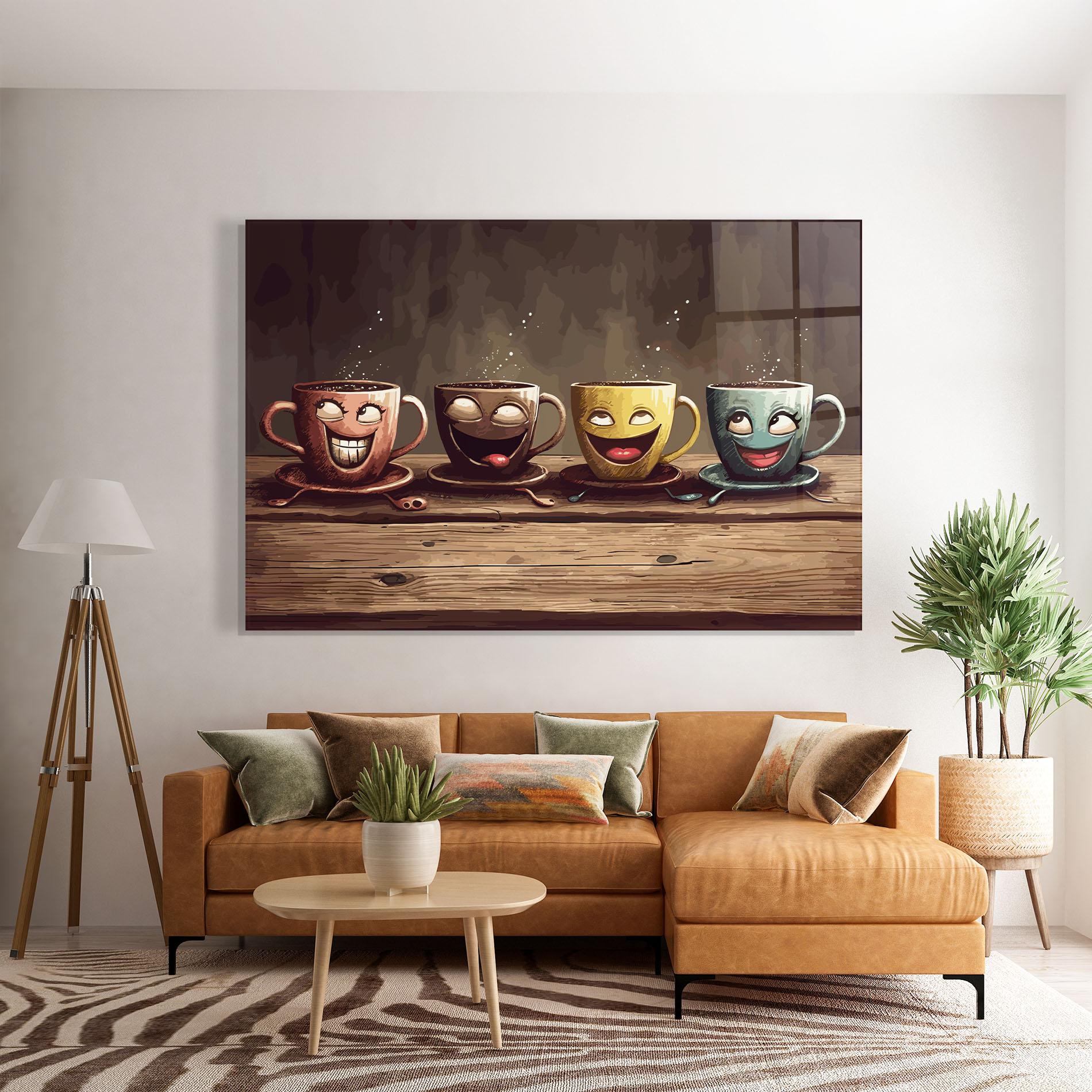 Стъклена картина Coffee Faces mockup 7