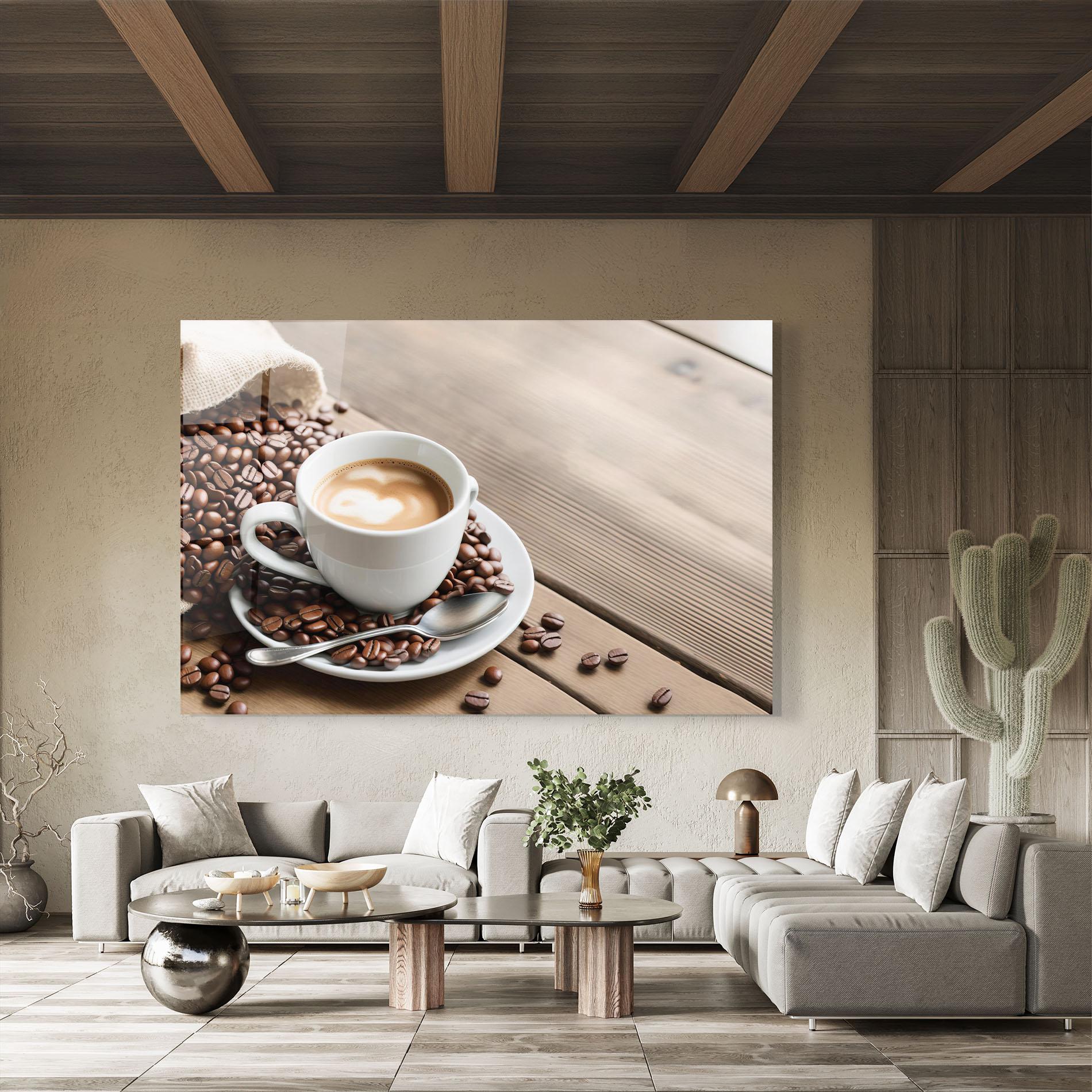 Стъклена картина Coffee On Table mockup 8