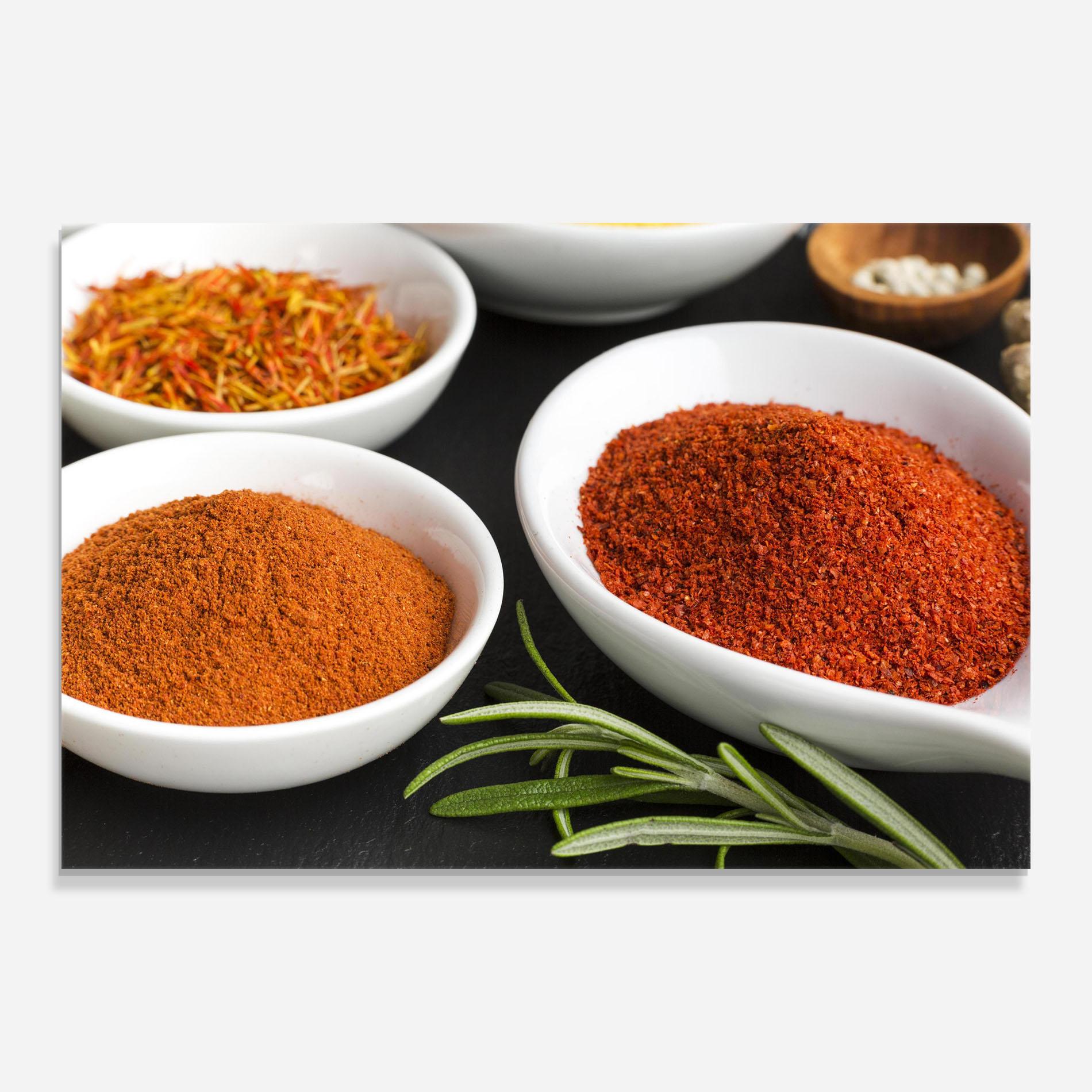 Стъклена картина Close Up Spices Powder mockup 0