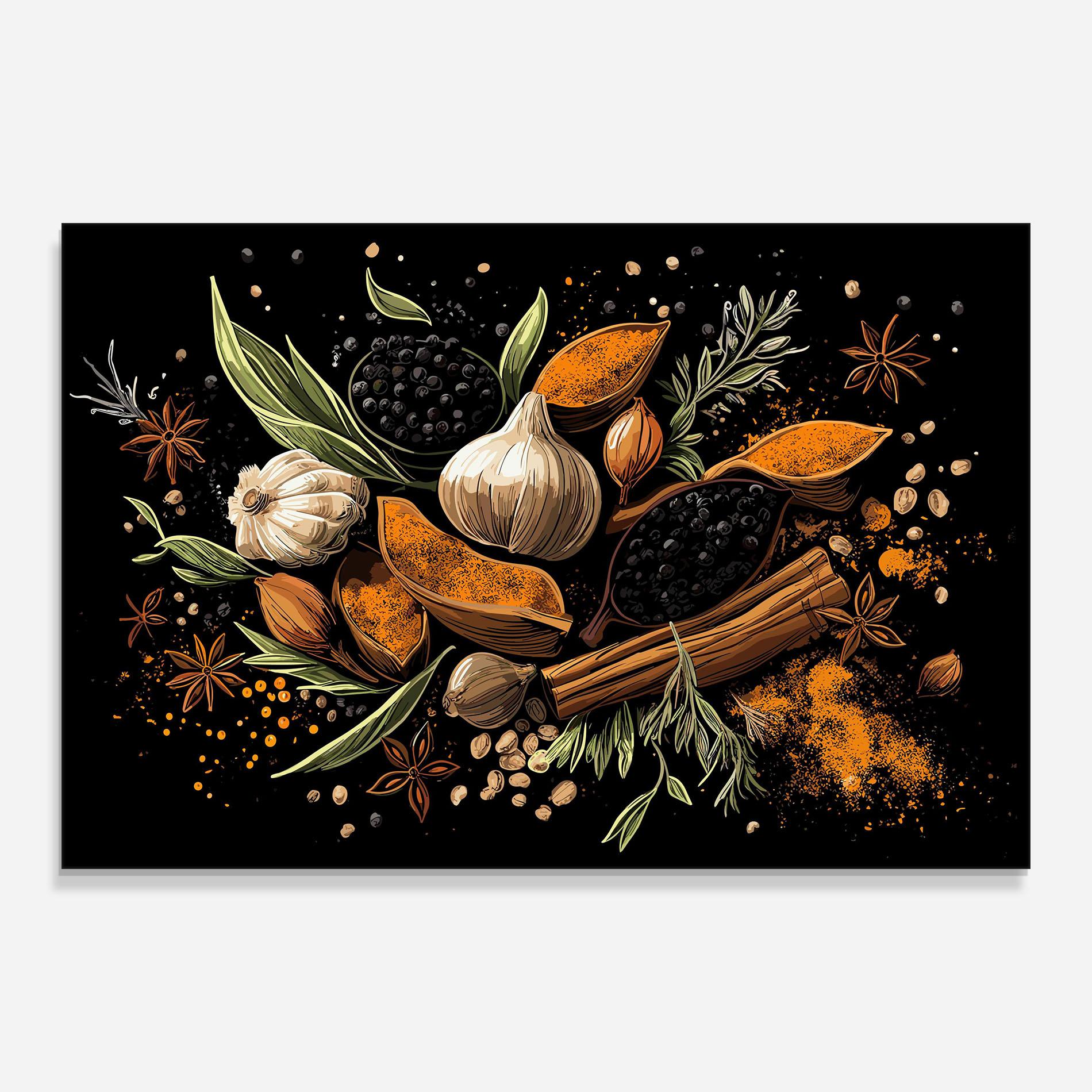 Стъклена картина Garlic And Spices mockup 0