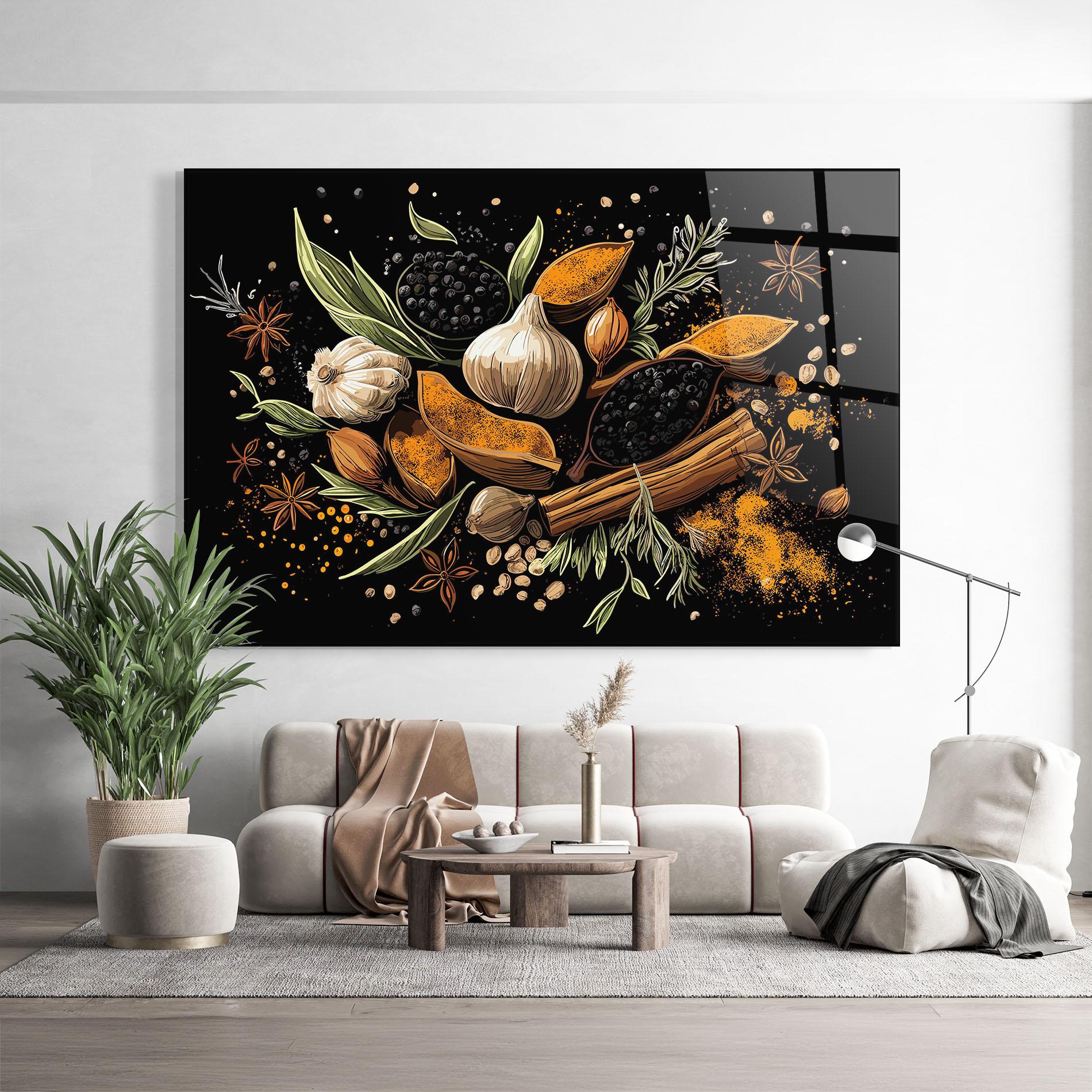 Стъклена картина Garlic And Spices mockup 9