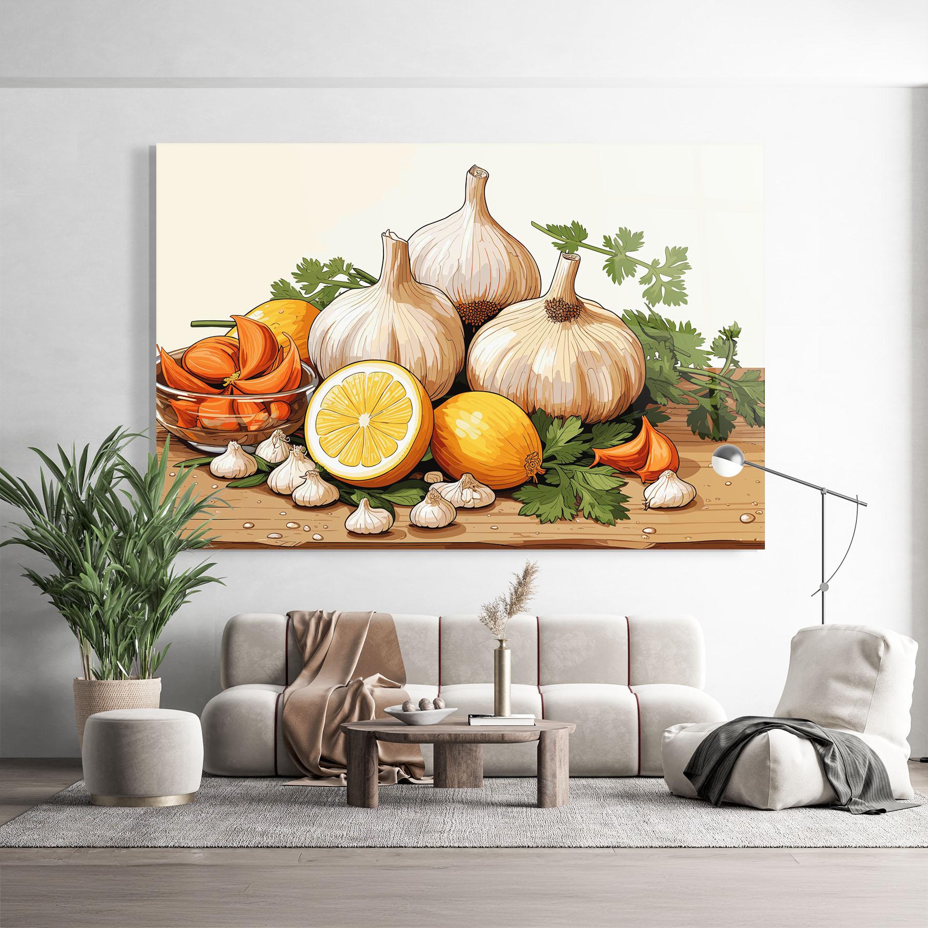 Стъклена картина Garlic Seasoning mockup 9