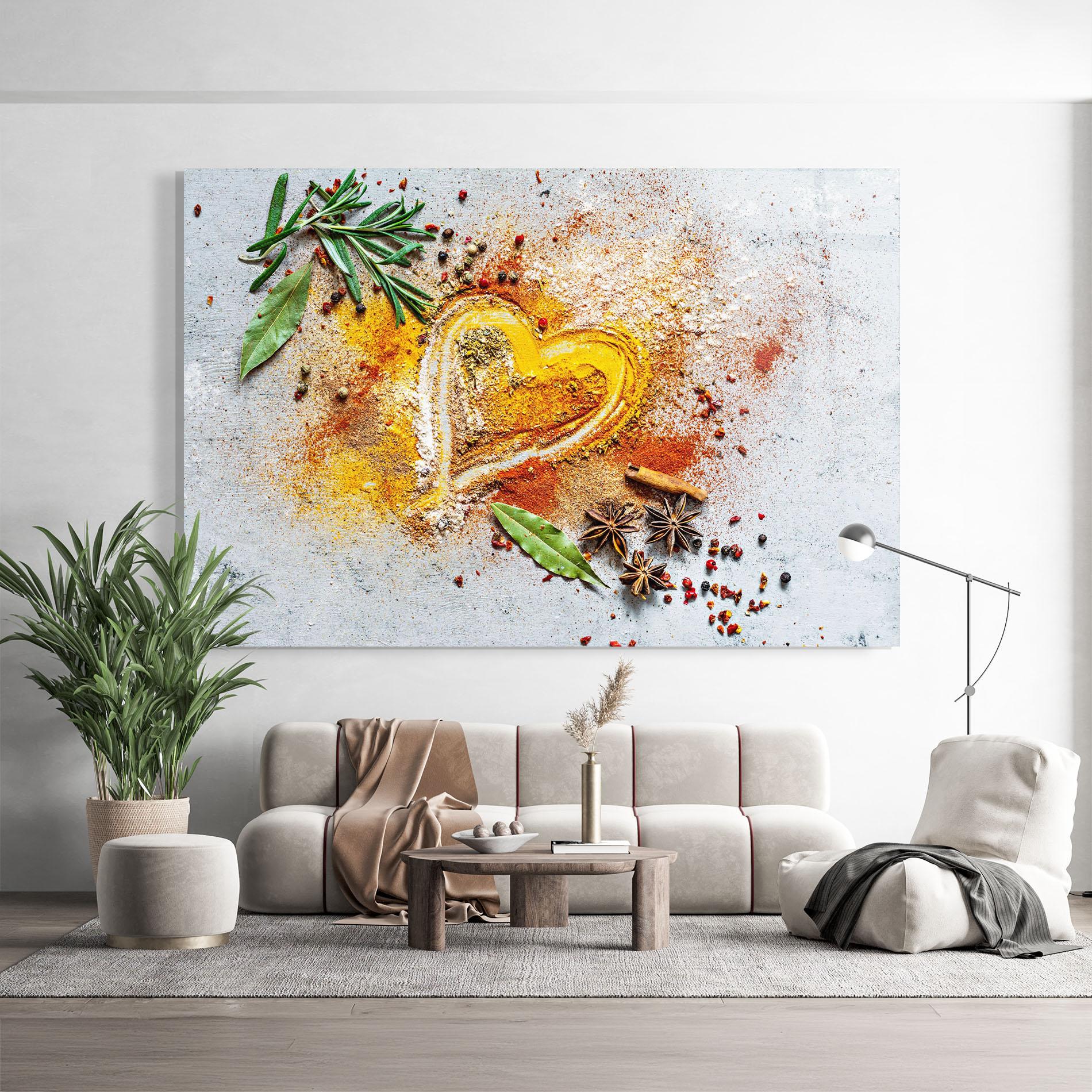 Стъклена картина Heart Spice Powders mockup 9