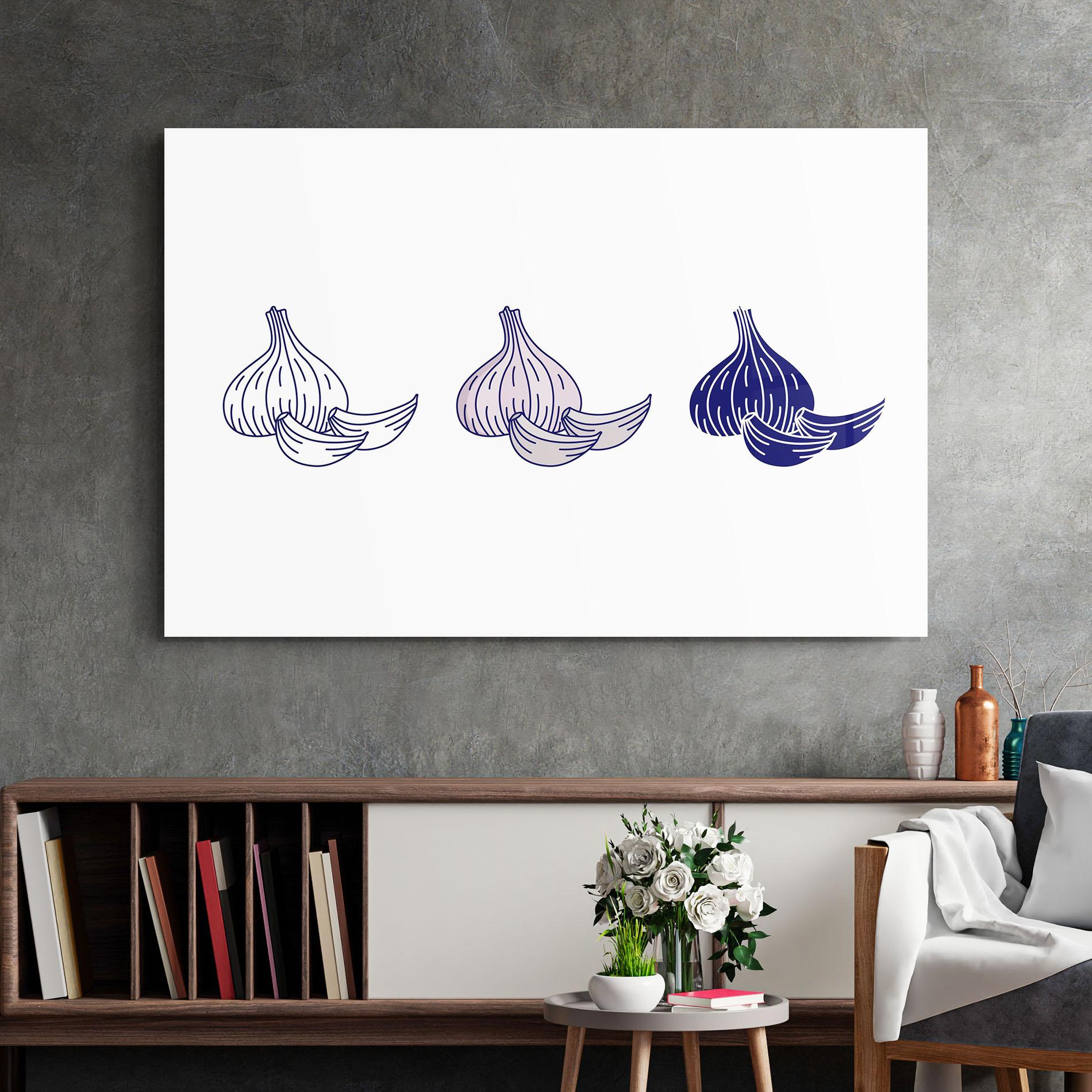Стъклена картина Blue Garlic mockup 2