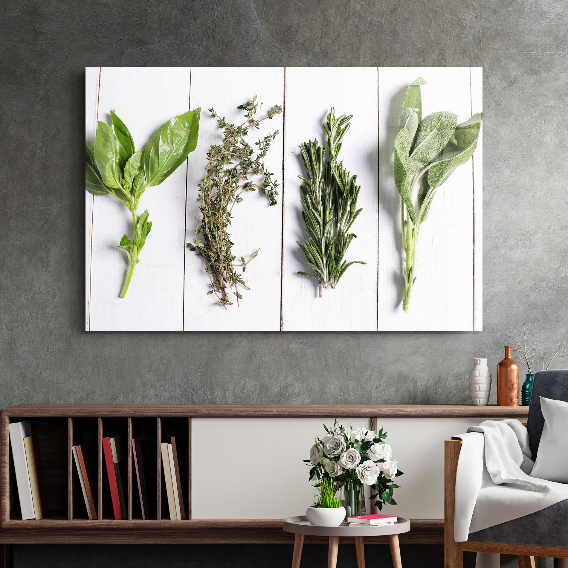 Стъклена картина Different Herbs mockup 2