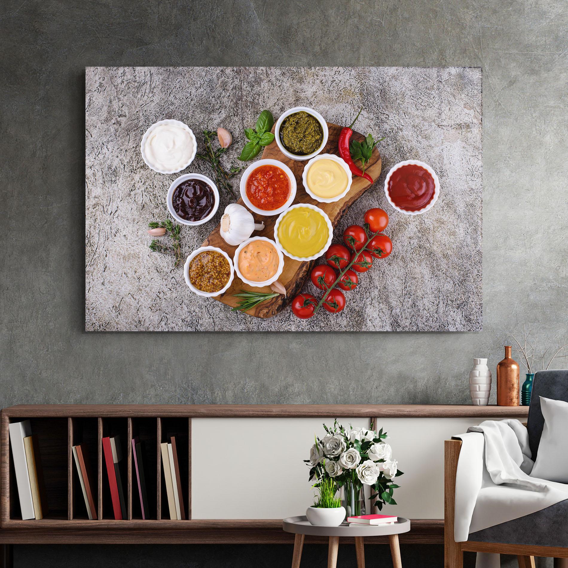 Стъклена картина Different Sauces mockup 2
