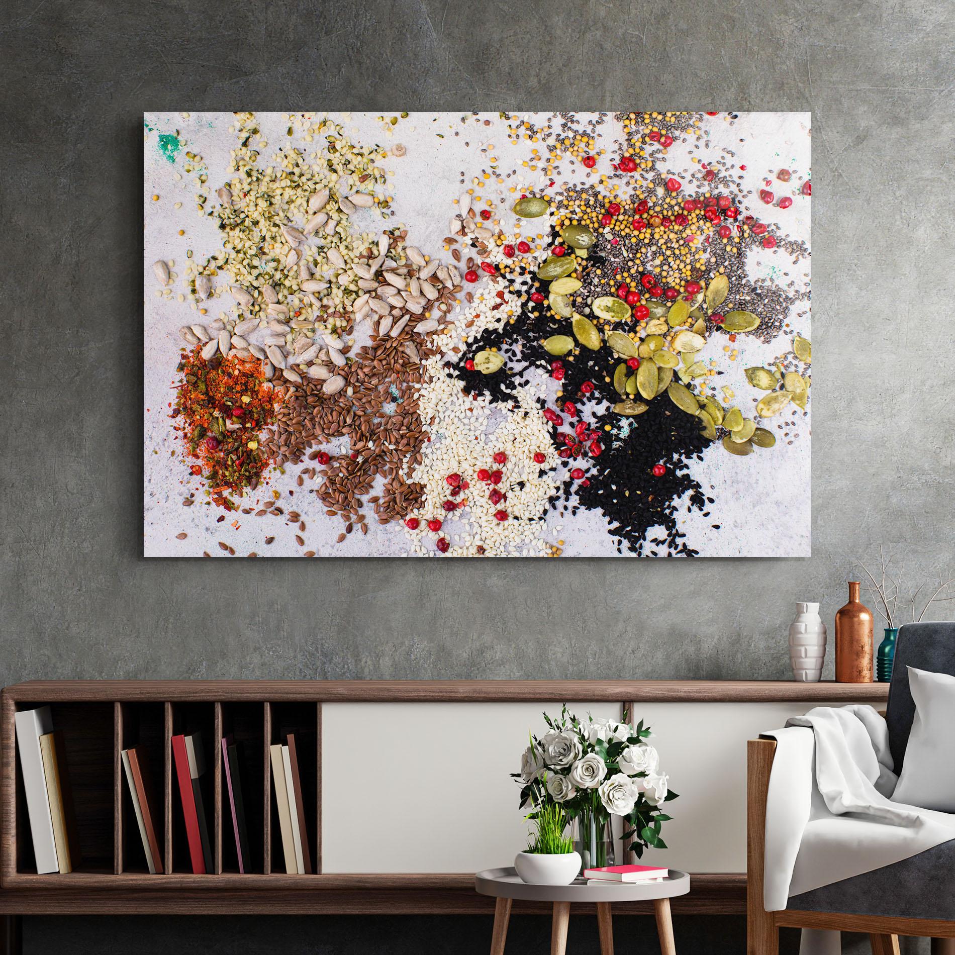 Стъклена картина Different Seeds mockup 2