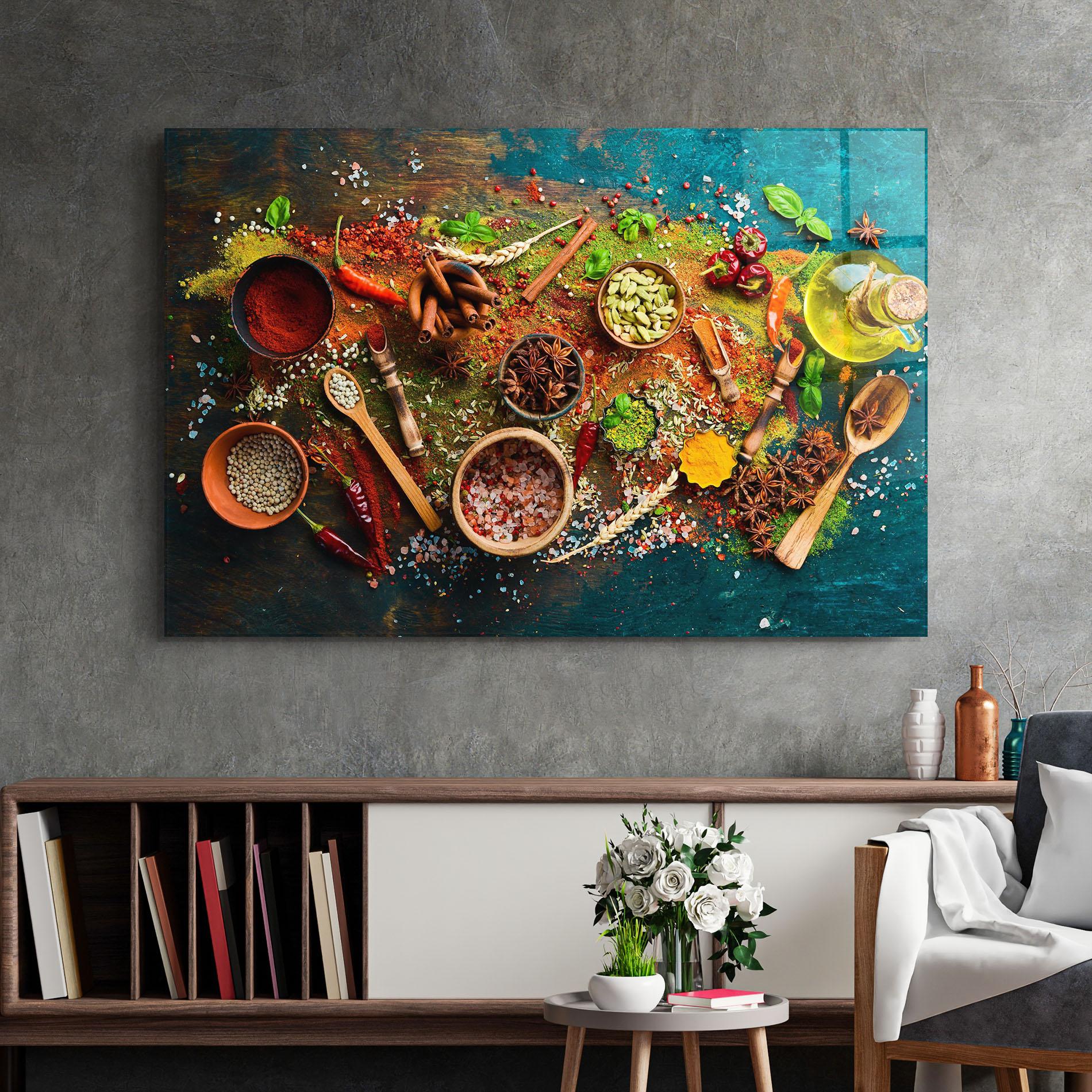 Стъклена картина Seasonings Mix mockup 2