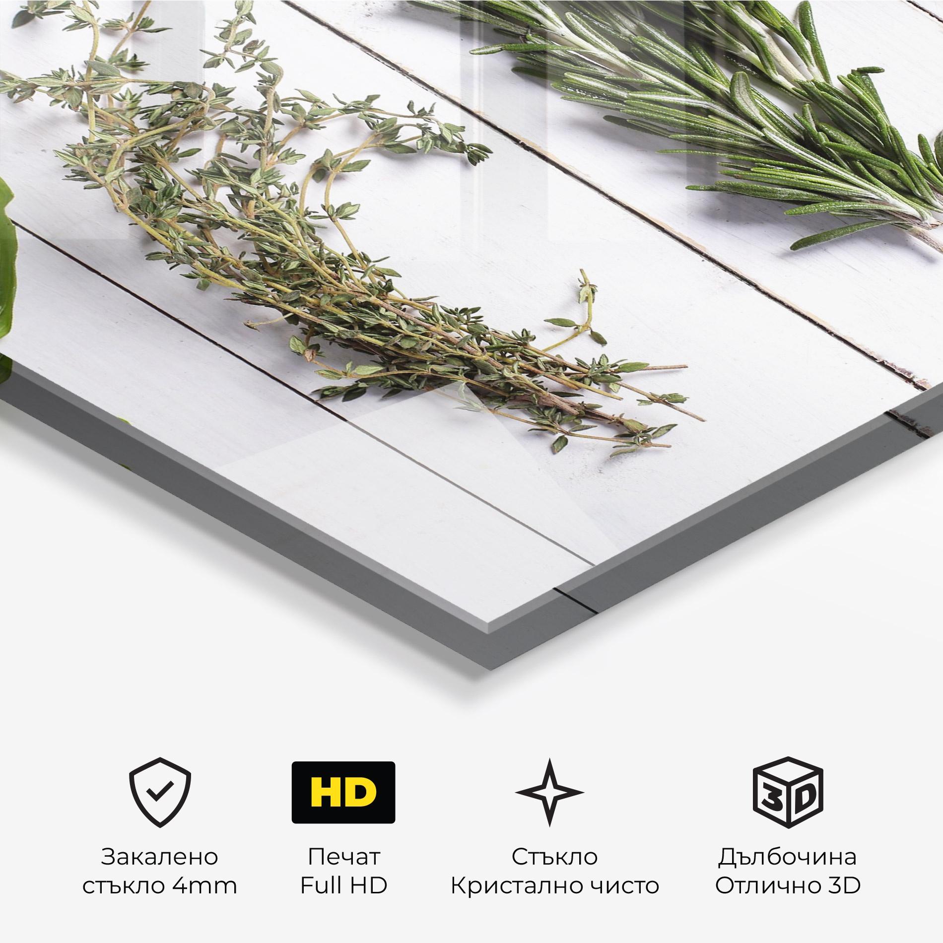 Стъклена картина Different Herbs mockup 3