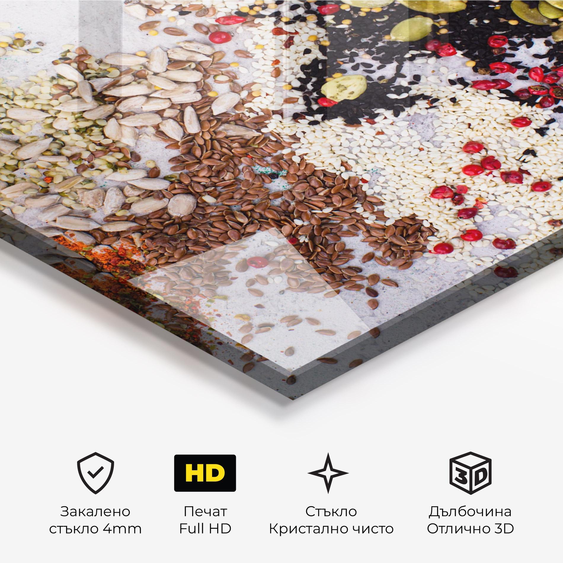 Стъклена картина Different Seeds mockup 3