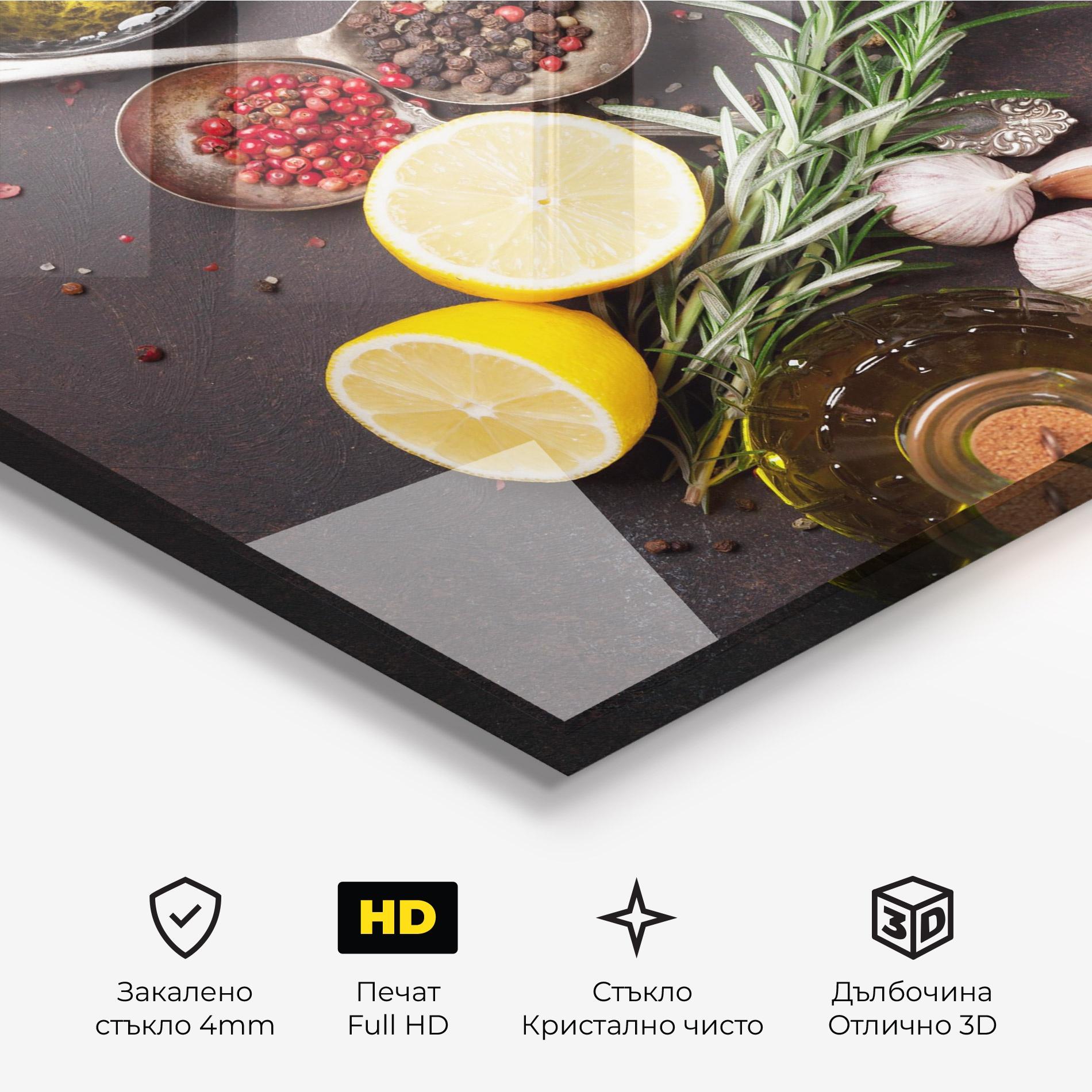 Стъклена картина Spices On Stone Table mockup 3