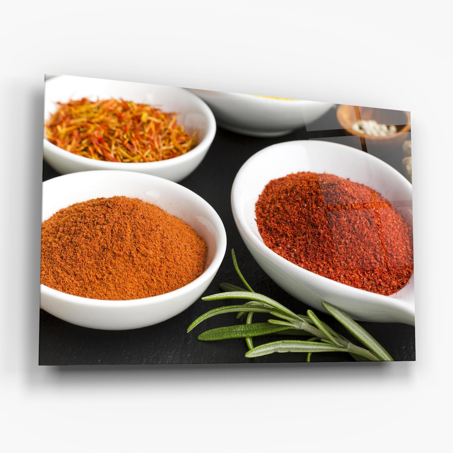 Стъклена картина Close Up Spices Powder mockup 6