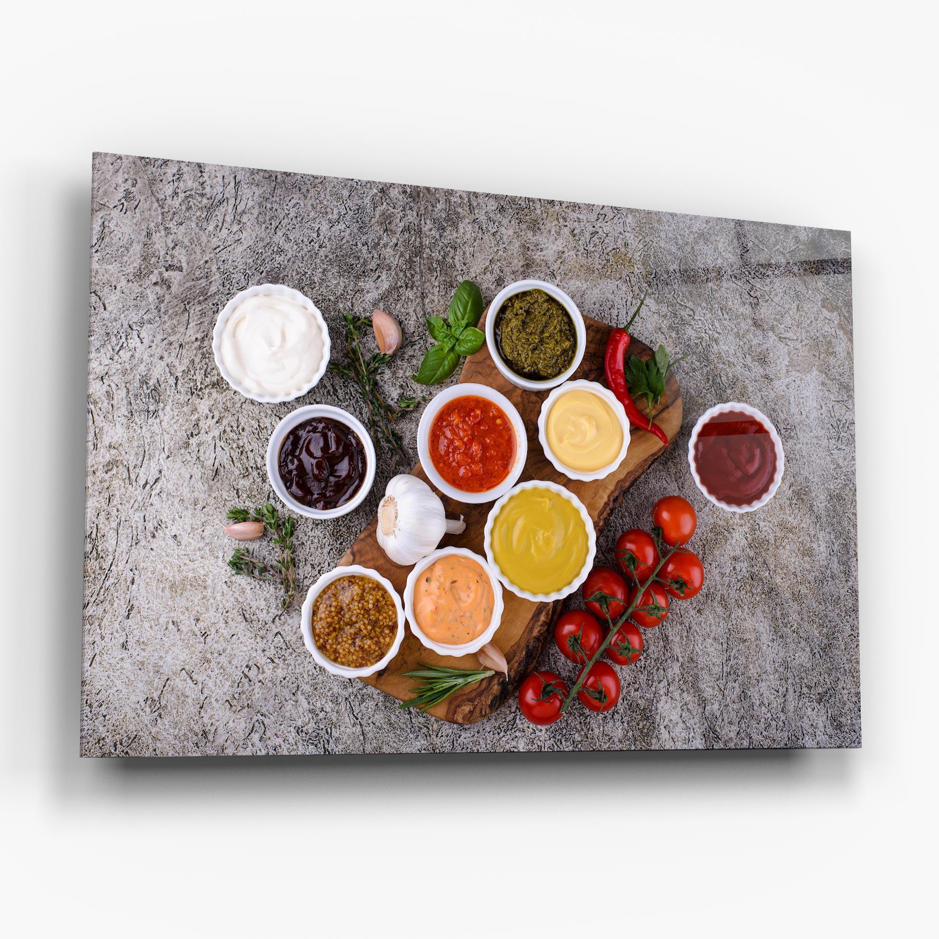 Стъклена картина Different Sauces mockup 6
