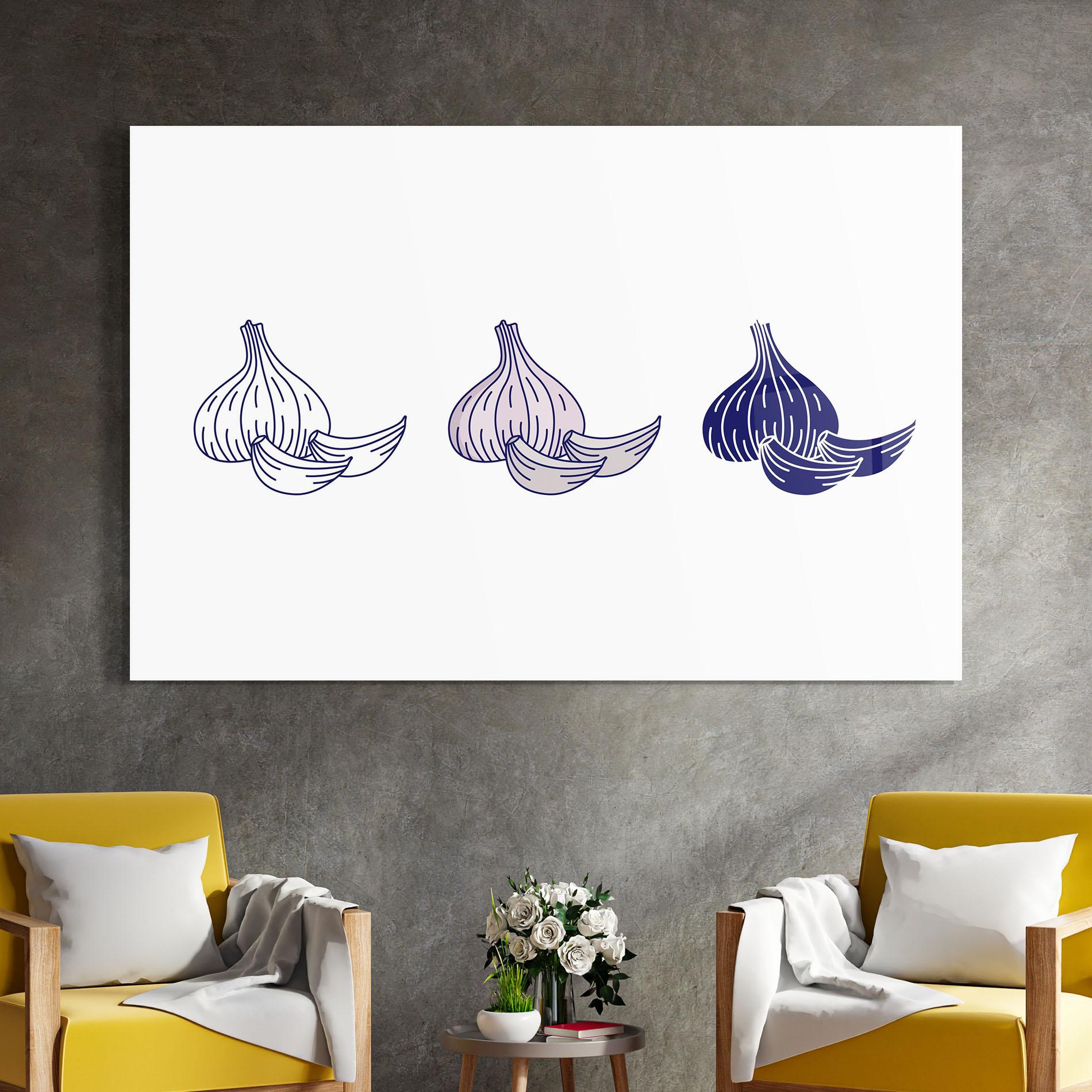 Стъклена картина Blue Garlic mockup 4