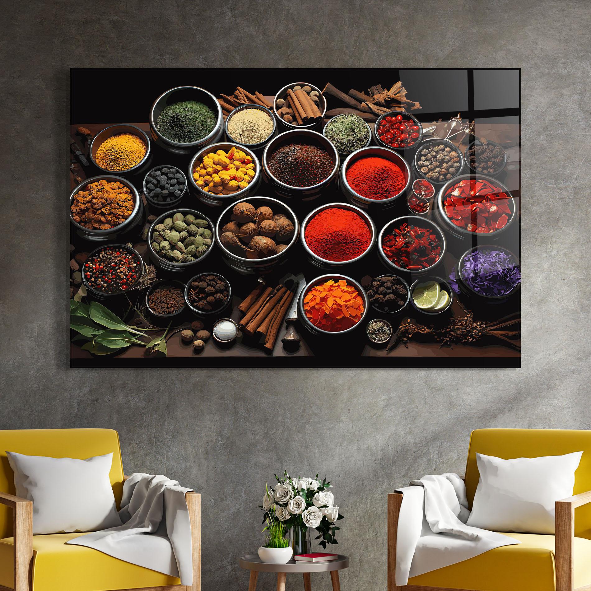 Стъклена картина Colorful Herbs Art mockup 4