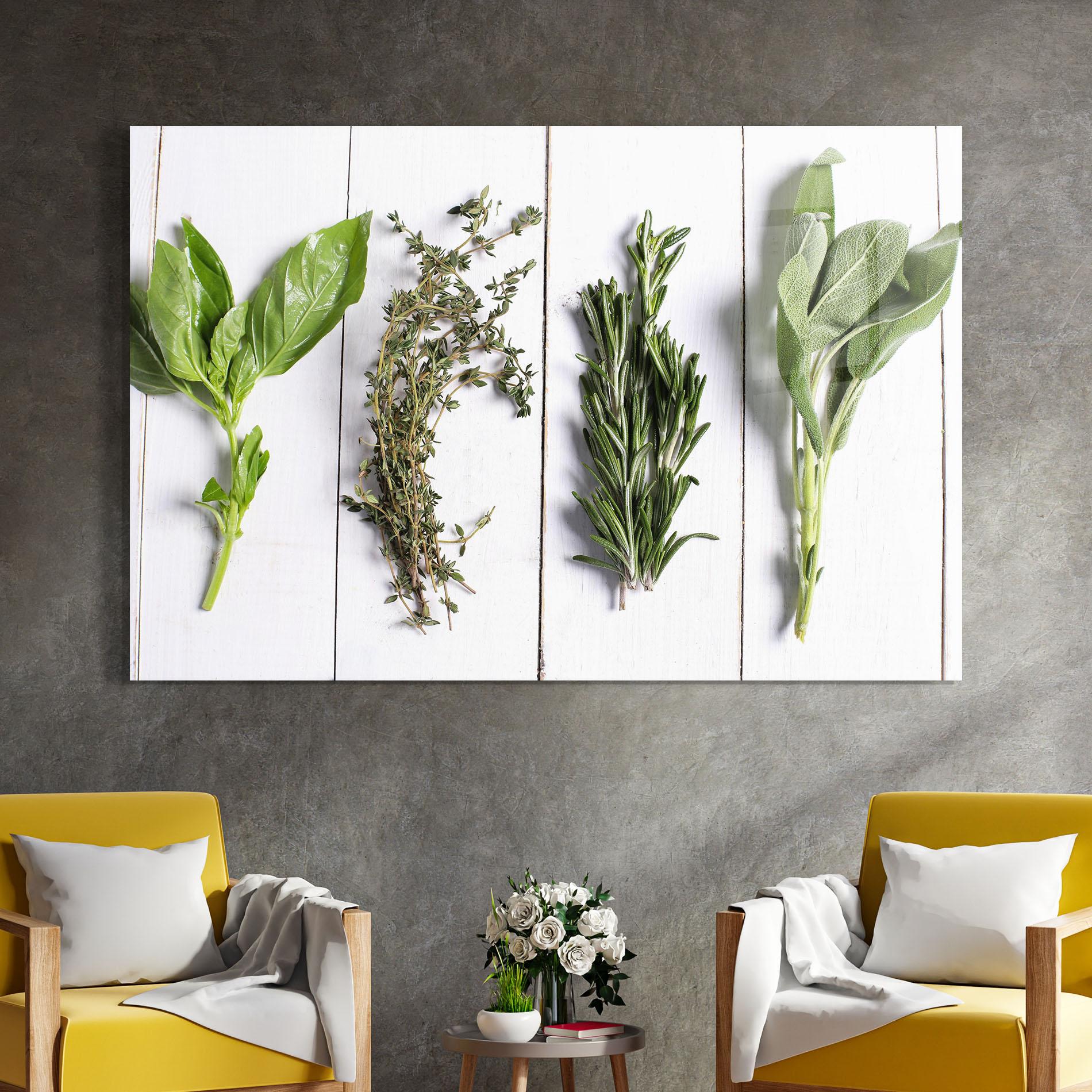 Стъклена картина Different Herbs mockup 4