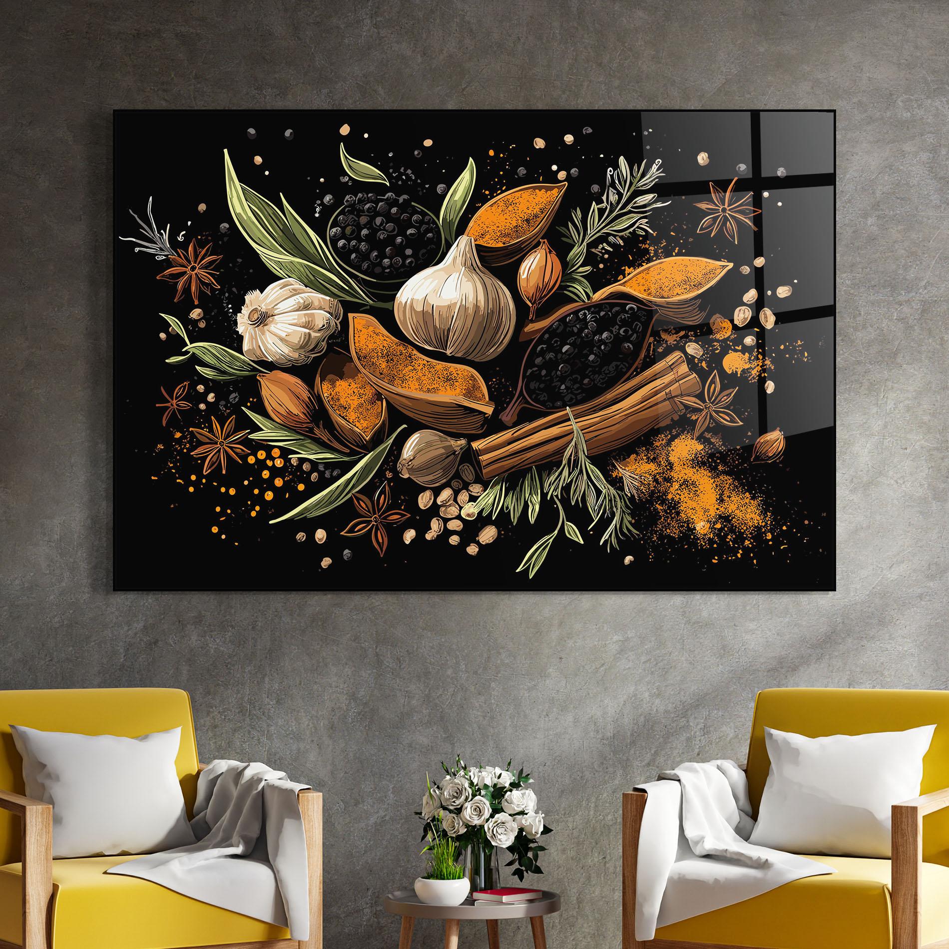 Стъклена картина Garlic And Spices mockup 4