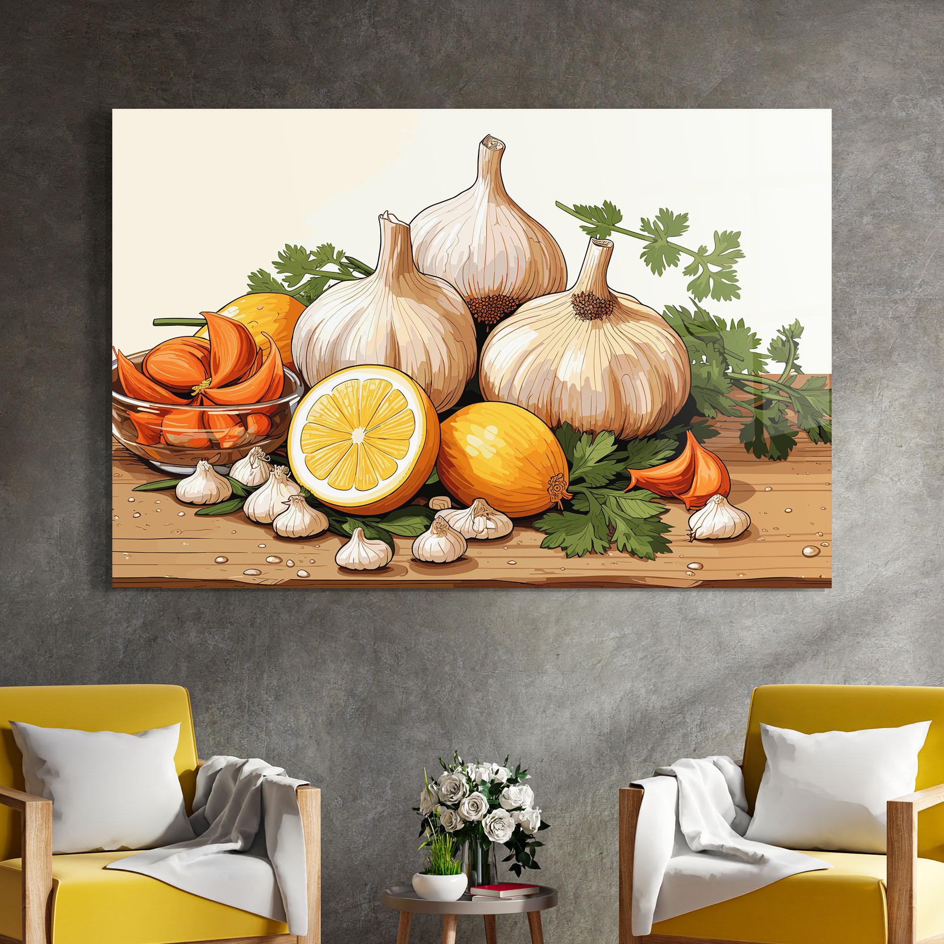 Стъклена картина Garlic Seasoning mockup 4