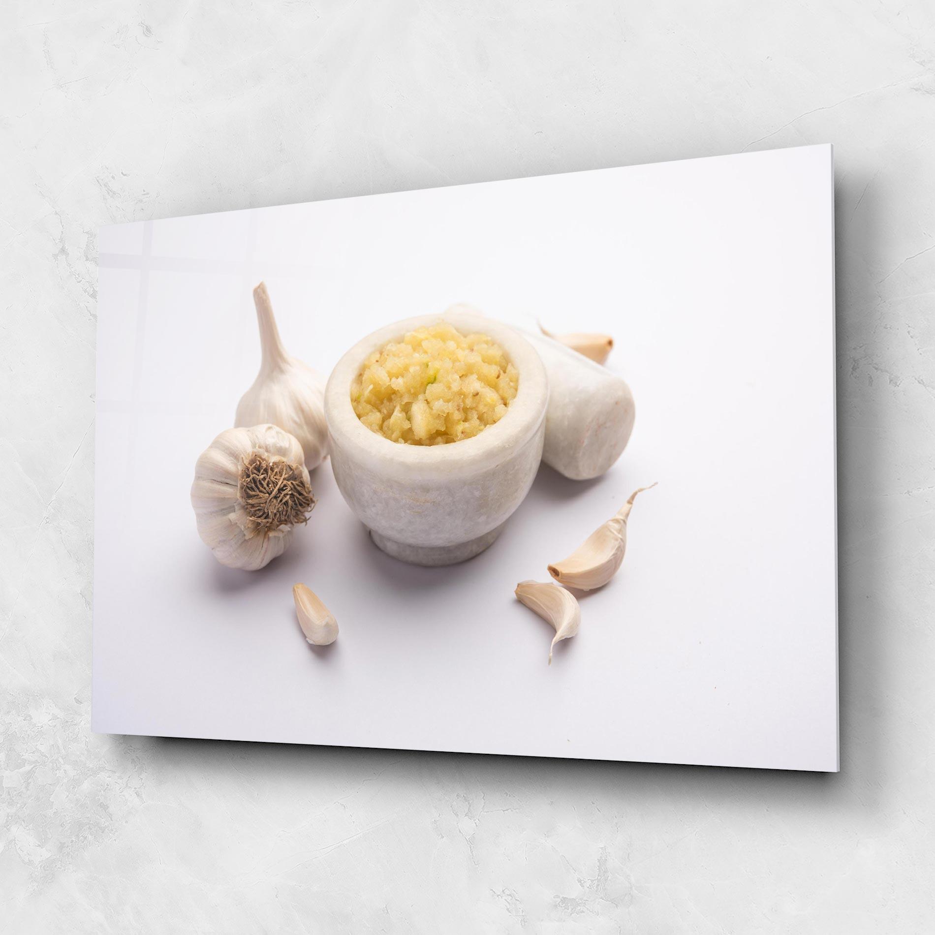 Стъклена картина Garlic Paste mockup 1