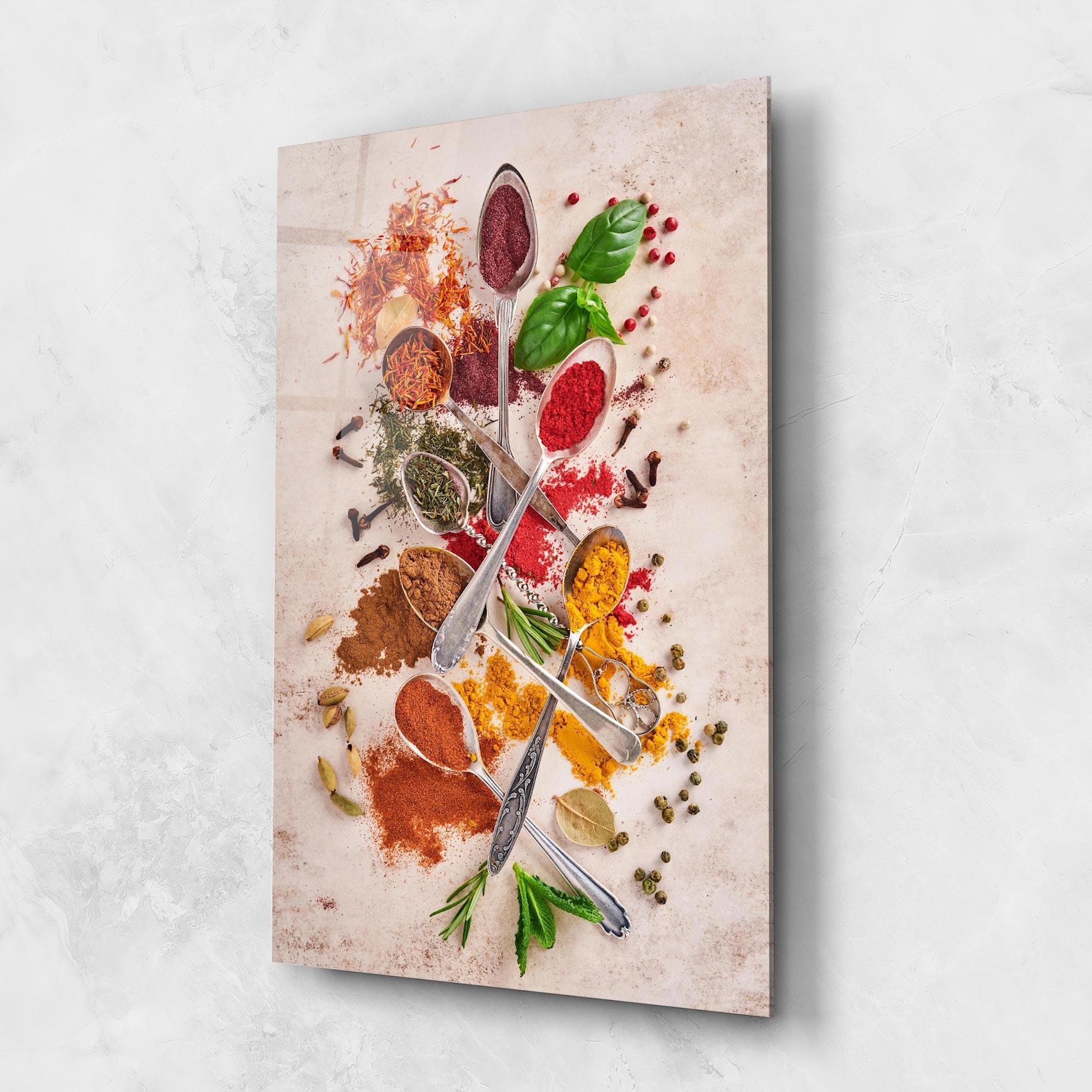 Стъклена картина Colorful Spices Cooking mockup 1