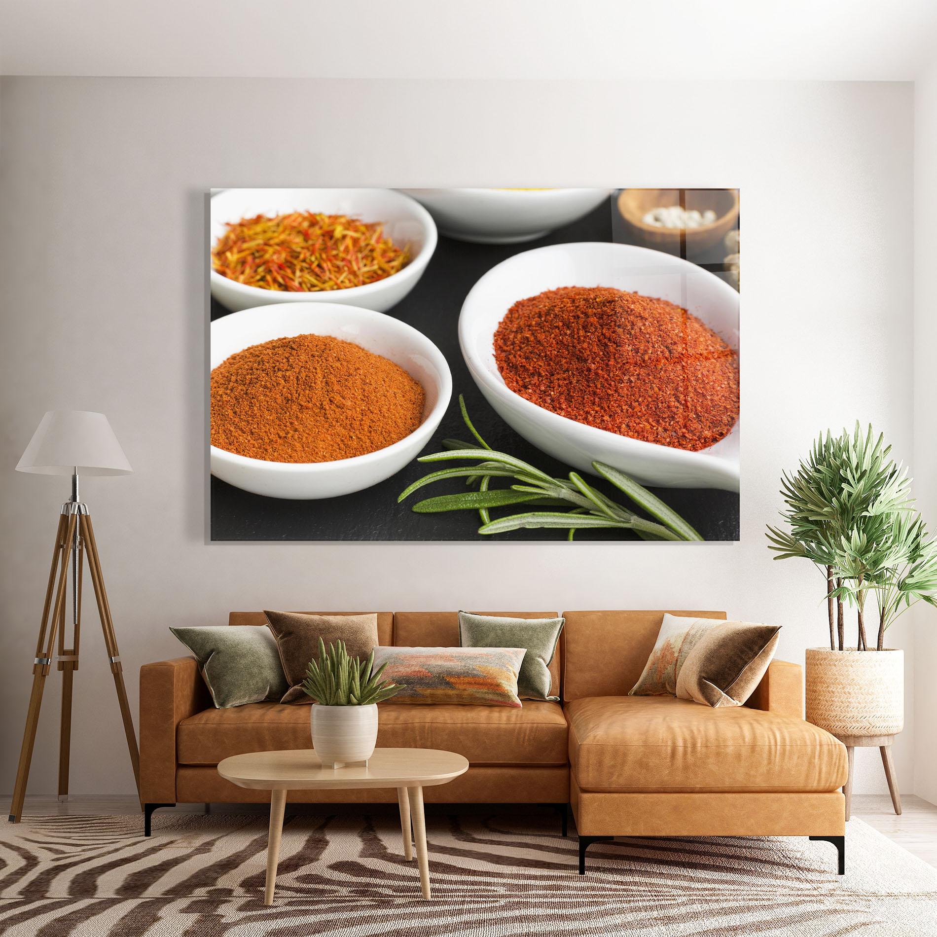 Стъклена картина Close Up Spices Powder mockup 7