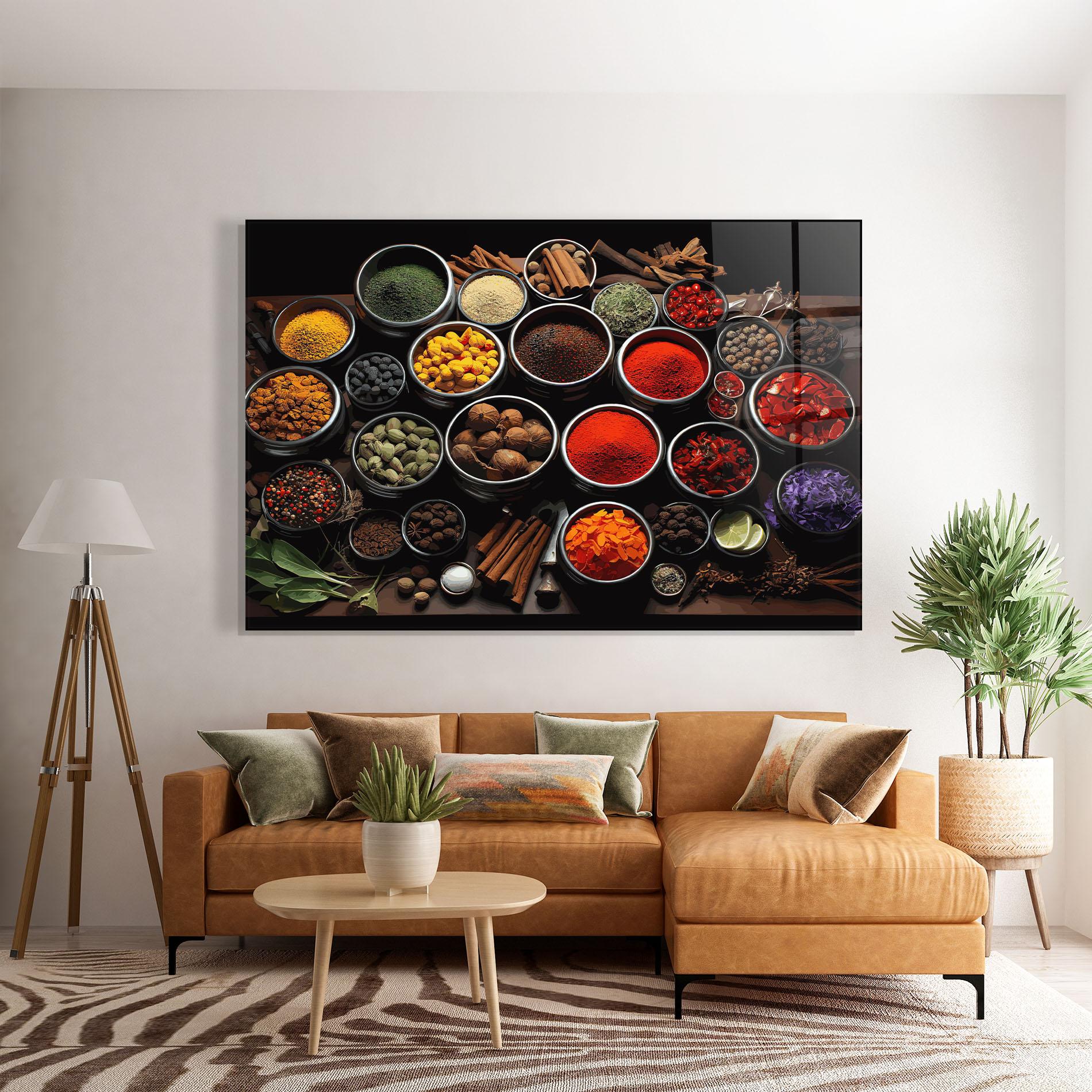 Стъклена картина Colorful Herbs Art mockup 7