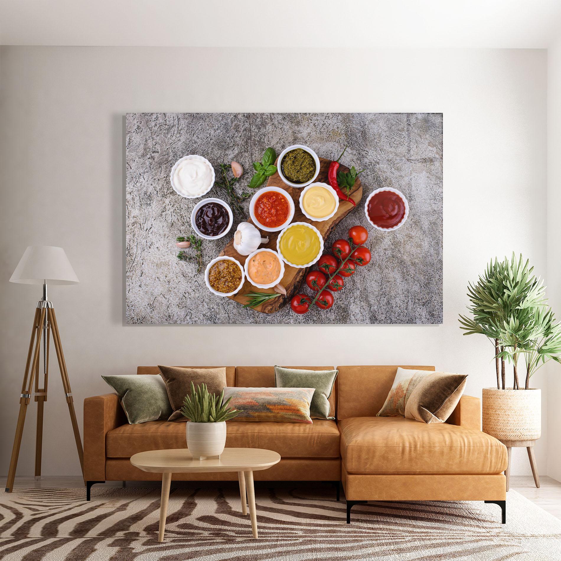 Стъклена картина Different Sauces mockup 7