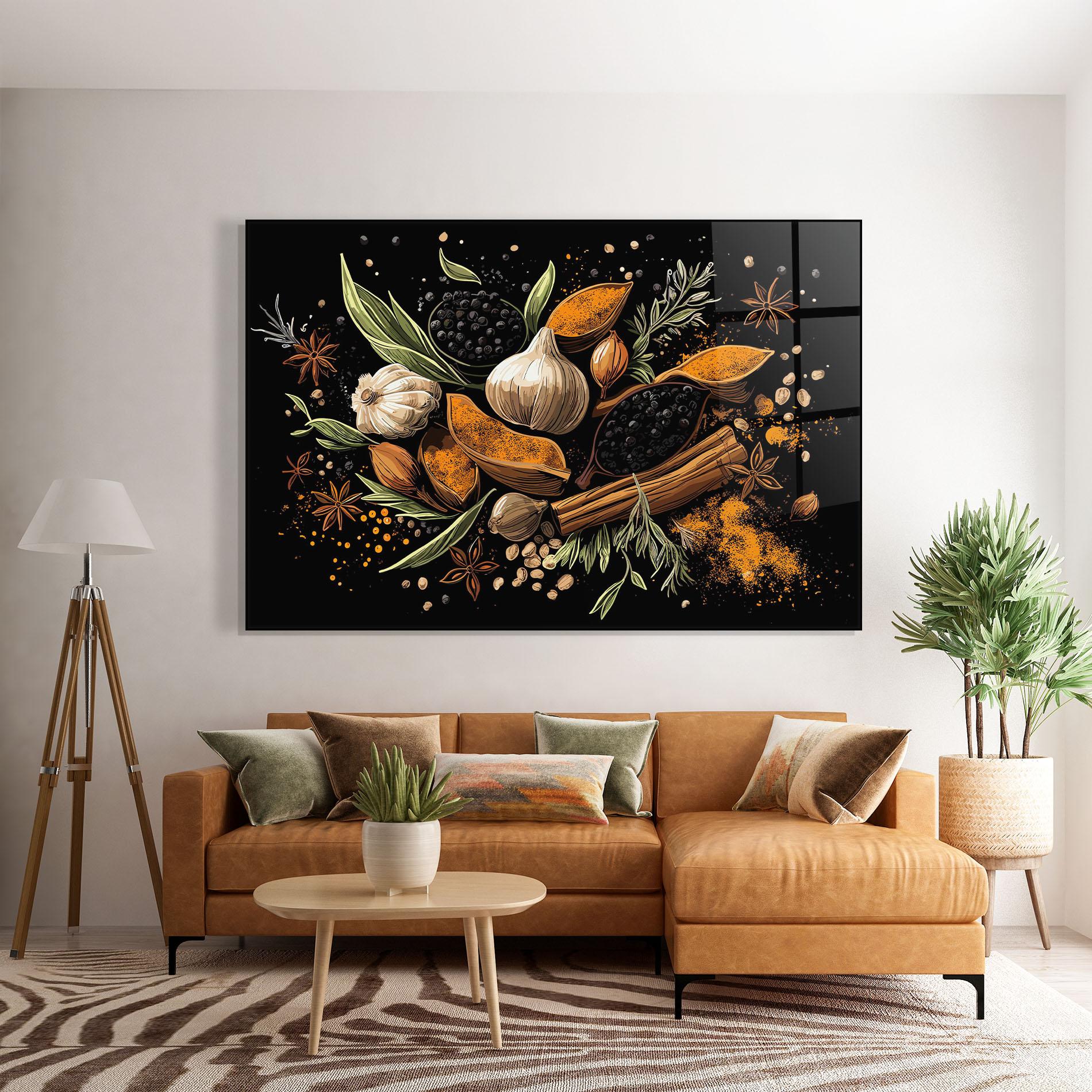 Стъклена картина Garlic And Spices mockup 7