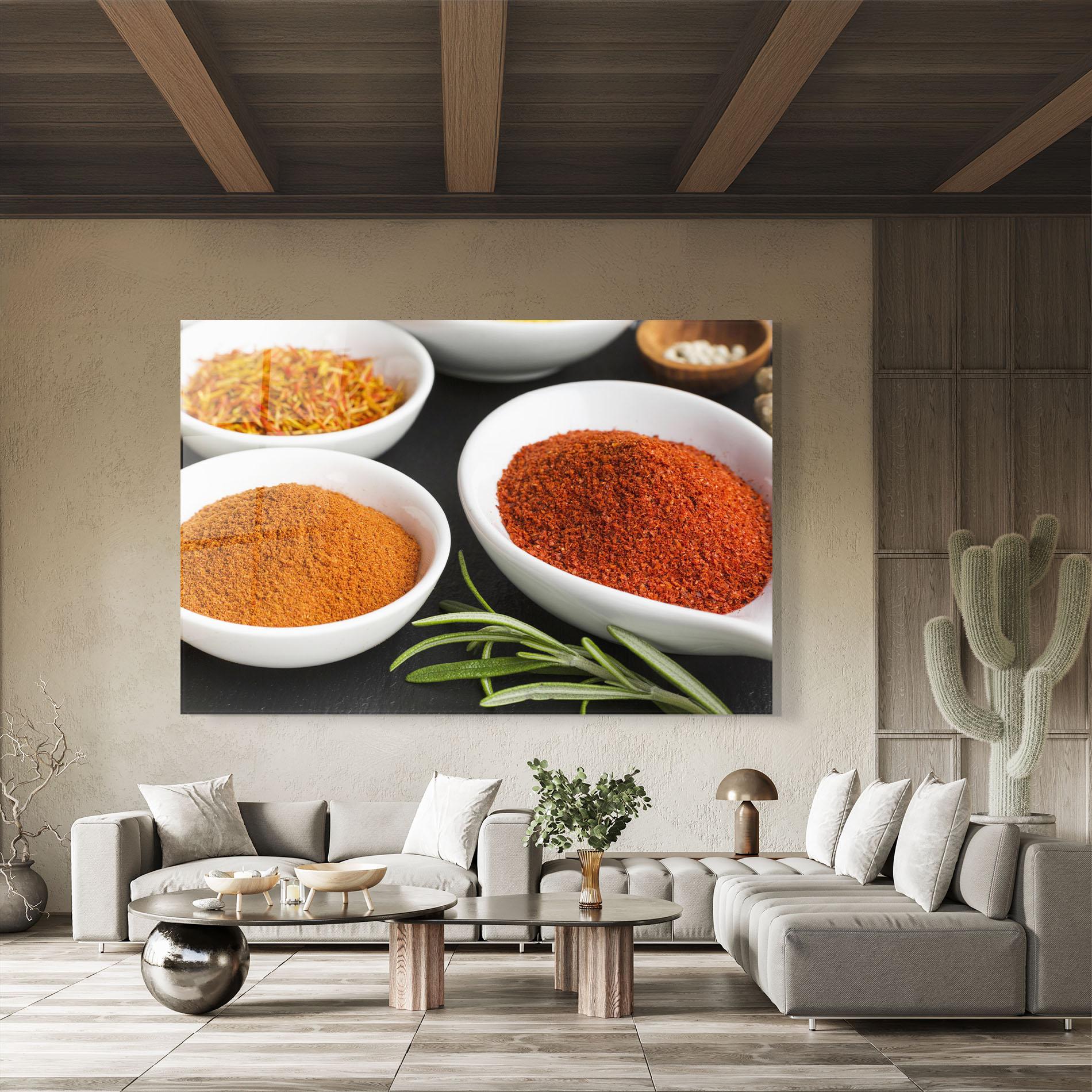 Стъклена картина Close Up Spices Powder mockup 8
